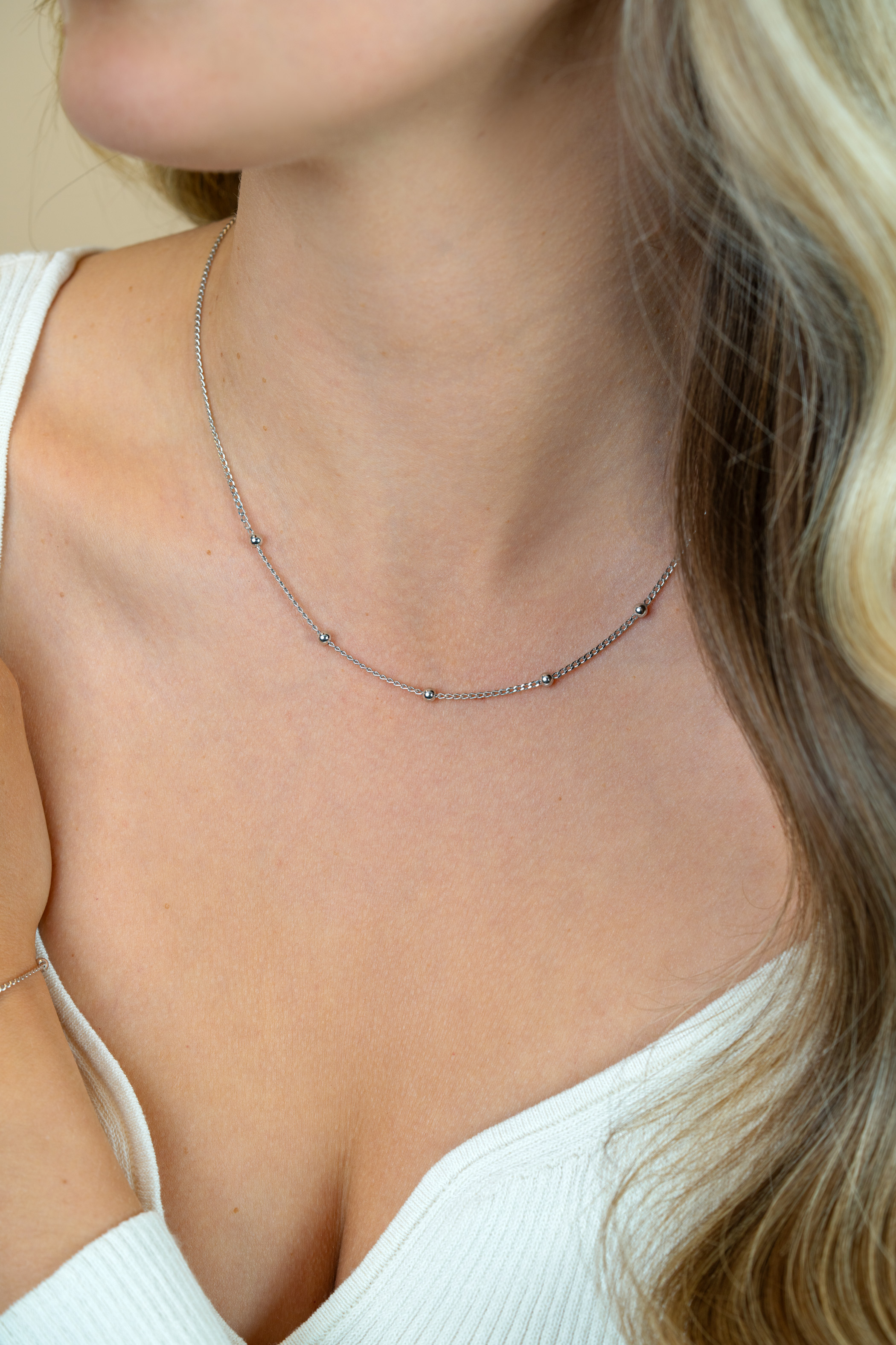 ZINZI zlv. collier gourmet en bolletjes 42+3cm