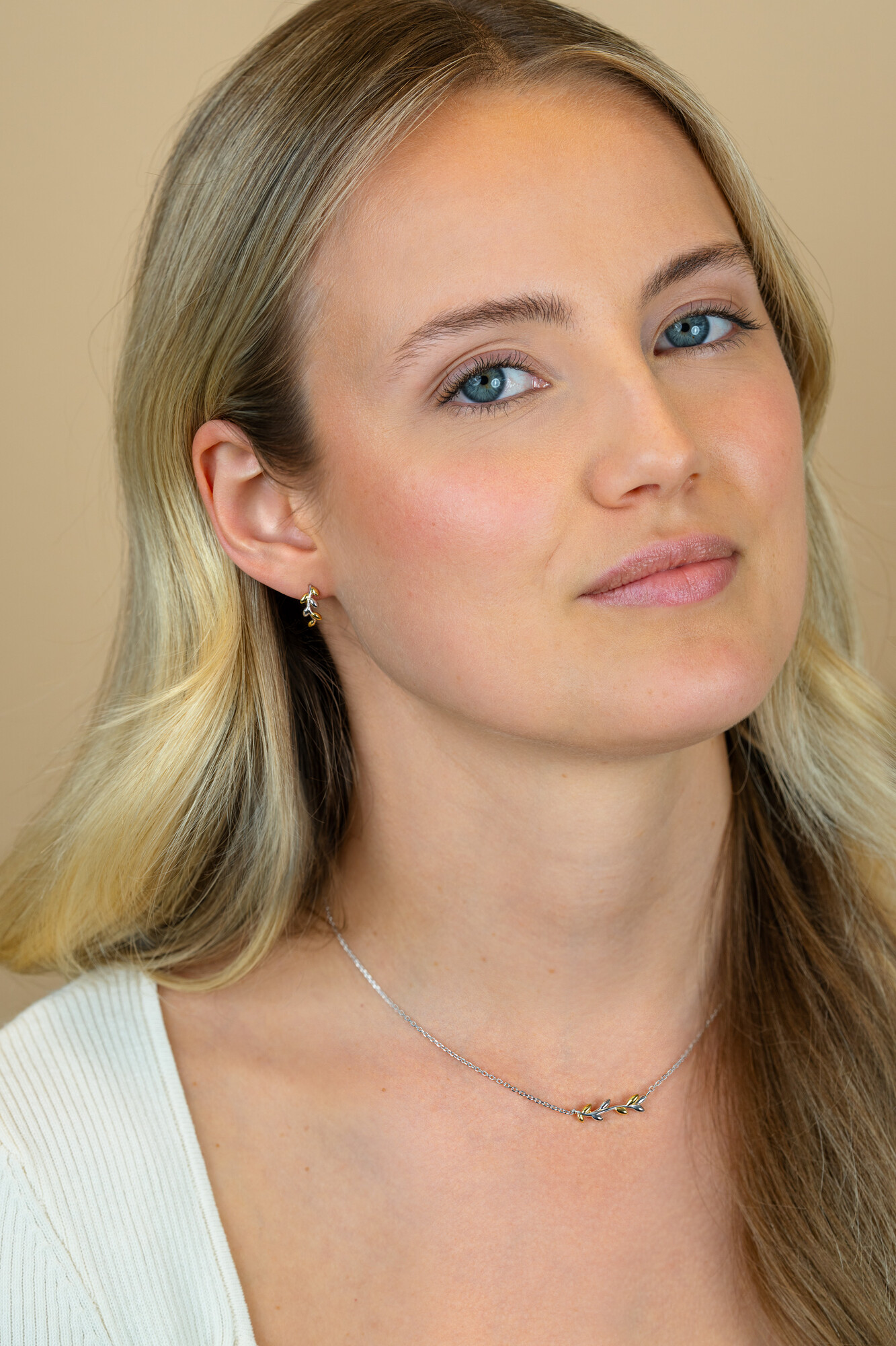 ZINZI zlv.collier met takje bicolor 42/44cm