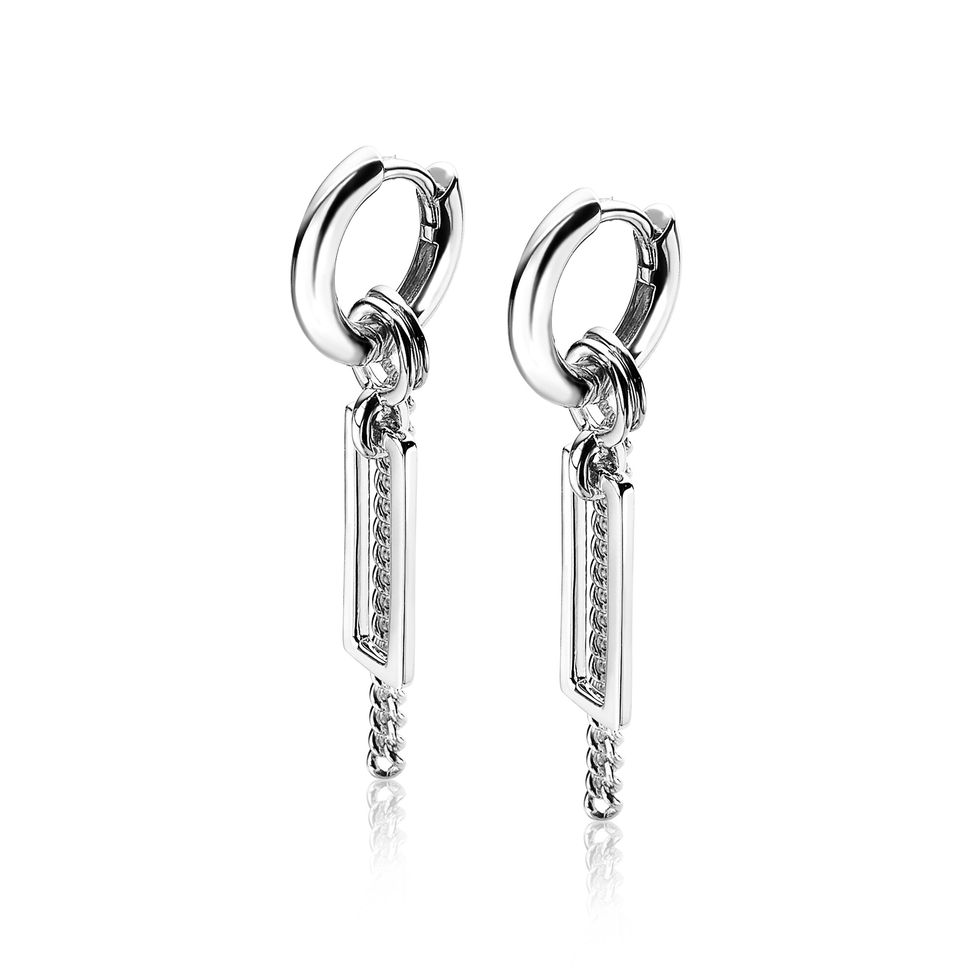ZINZI Sterling Silver Earrings Pendants Open Rectangle ZICH1692 (excl. hoop earrings)