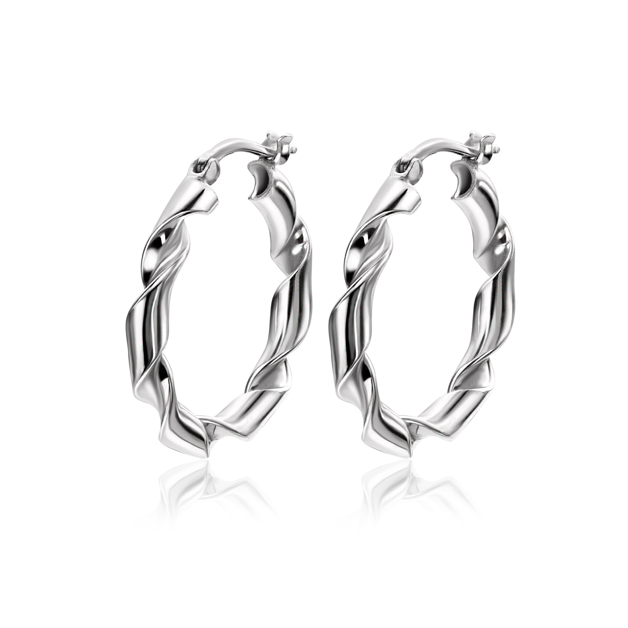 28mm ZINZI Sterling Silver Hoop Earrings with Trendy Twisted Tube 28x3mm ZIO2406