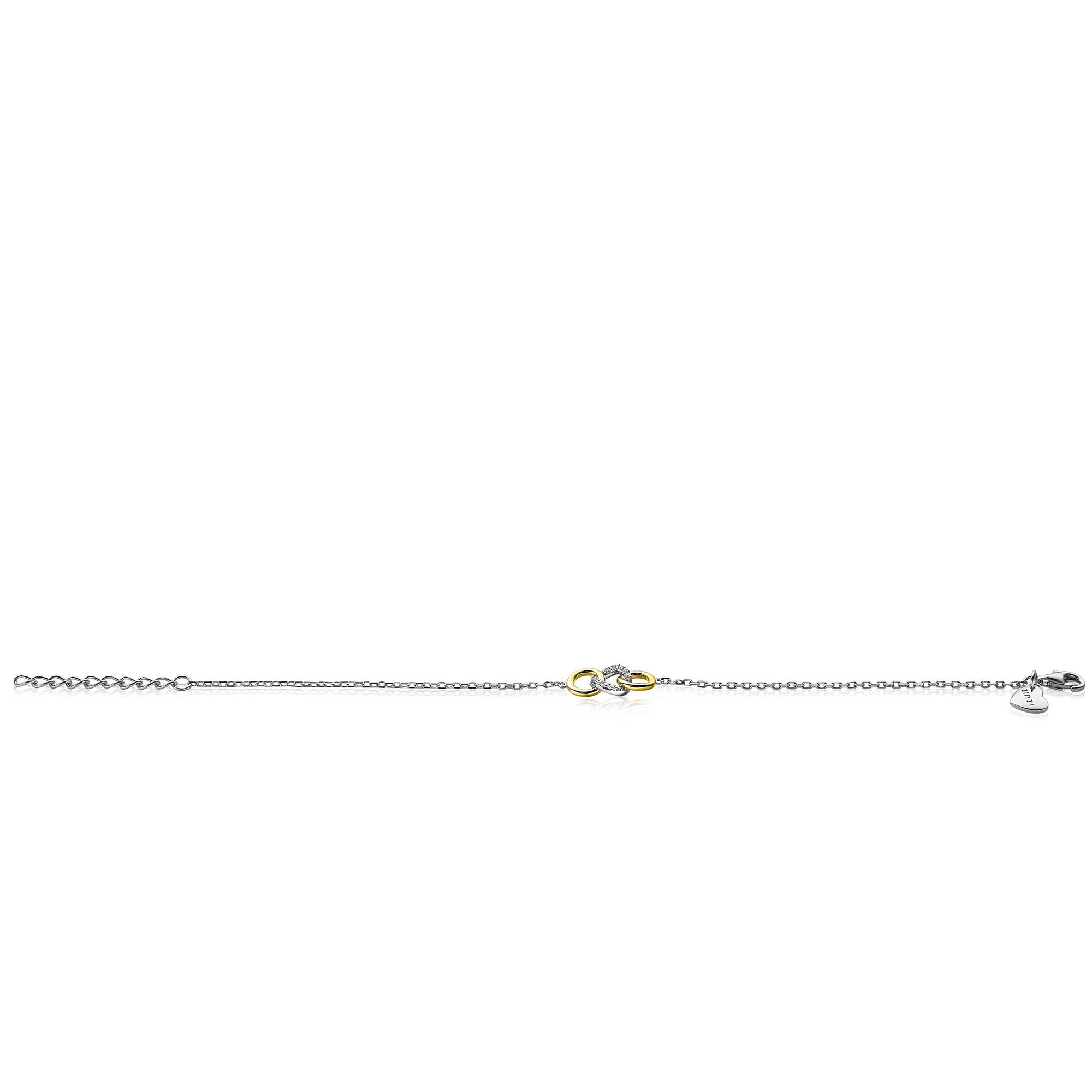 ZINZI Sterling Silver Bracelet 3 Connected Open Circles Gold Plated and White ZIA2045Y