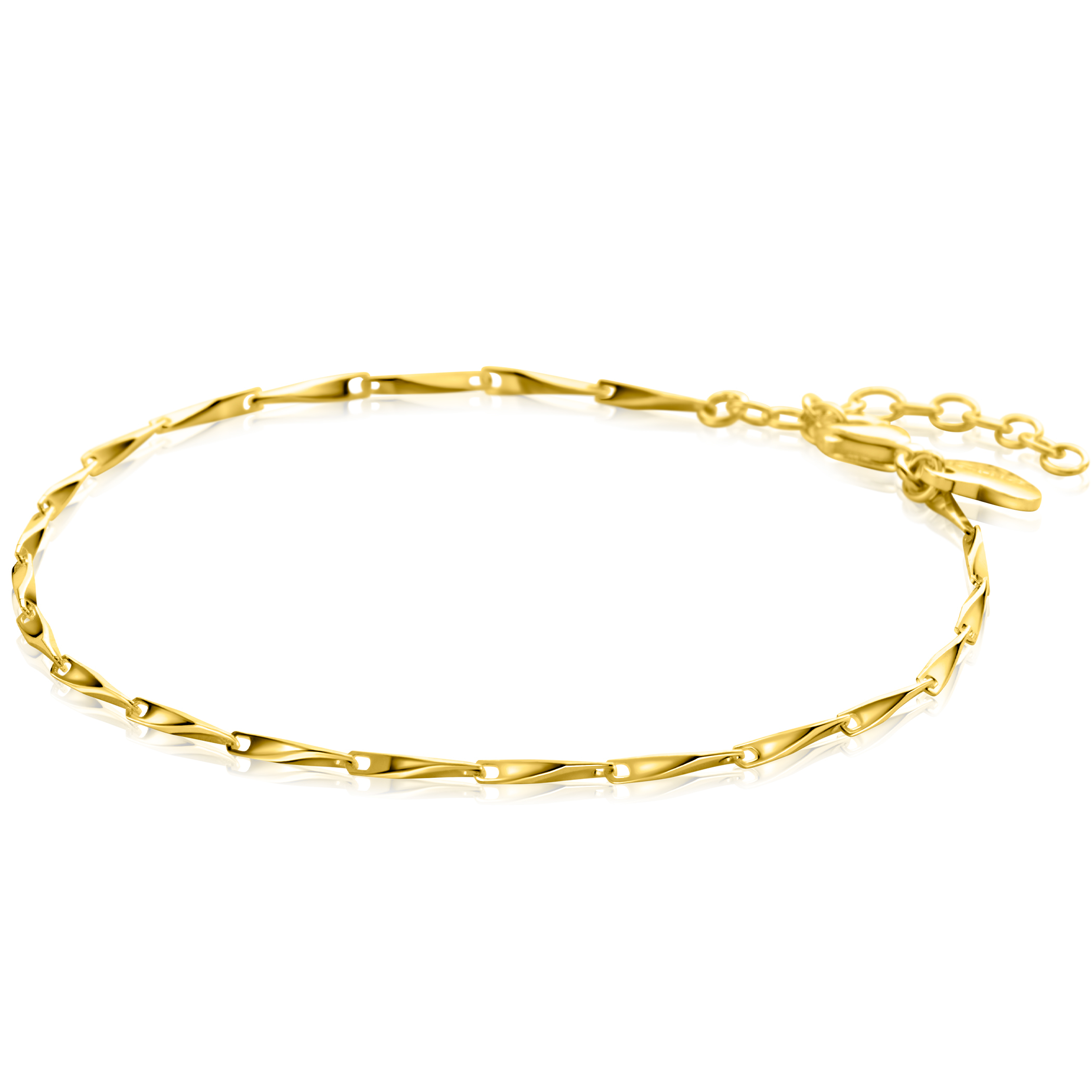 ZINZI Gold Plated Sterling Silver Chain Bracelet with Shiny Arrow-shaped Chains width 1,5mm 17,5-20cm ZIA2414G
