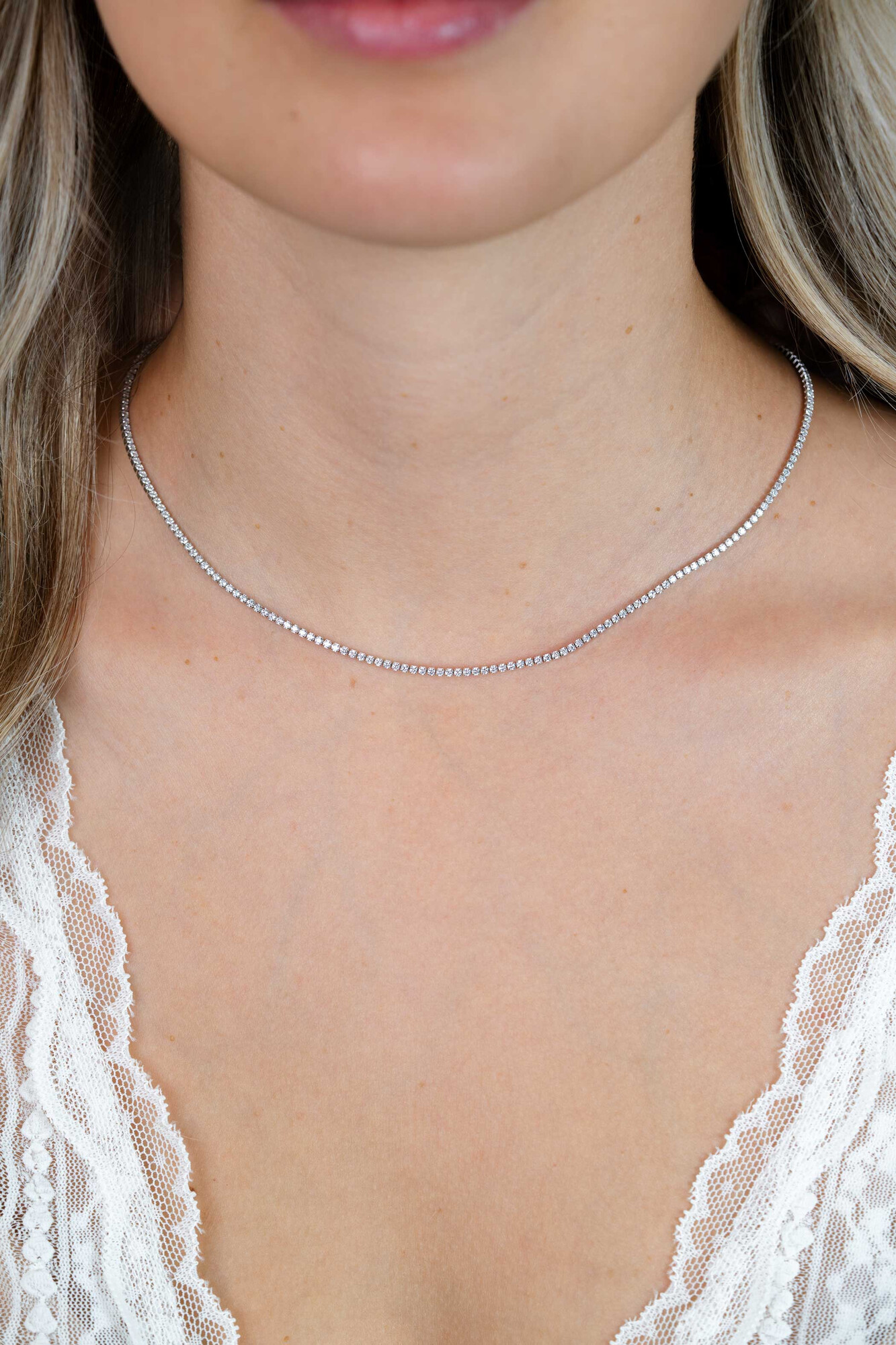 ZINZI zlv. tenniscollier small zirconia's 40/43cm