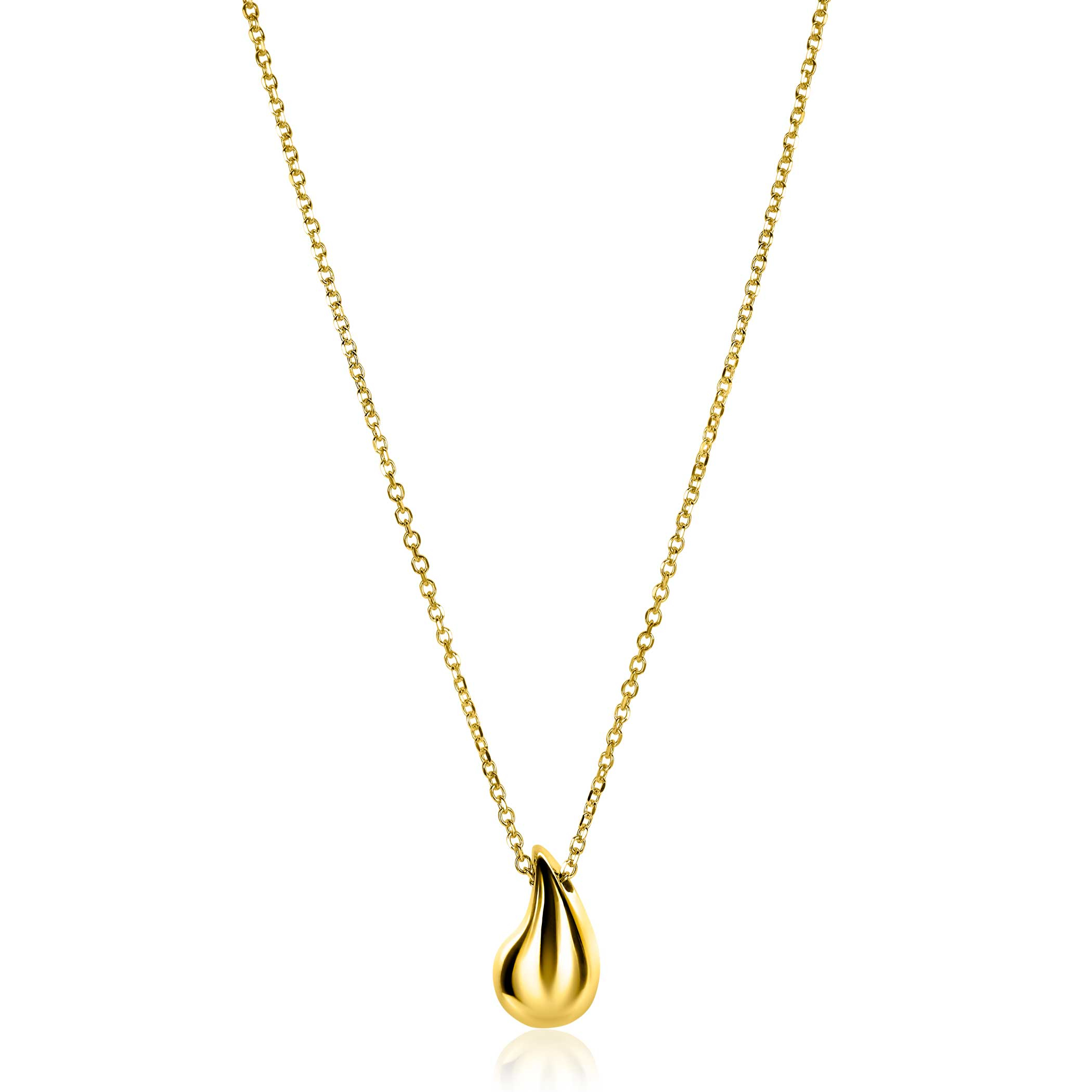 ZINZI gold plated silver jasseron necklace 42-45cm with organically shaped pendant 18mm ZIC2636G
