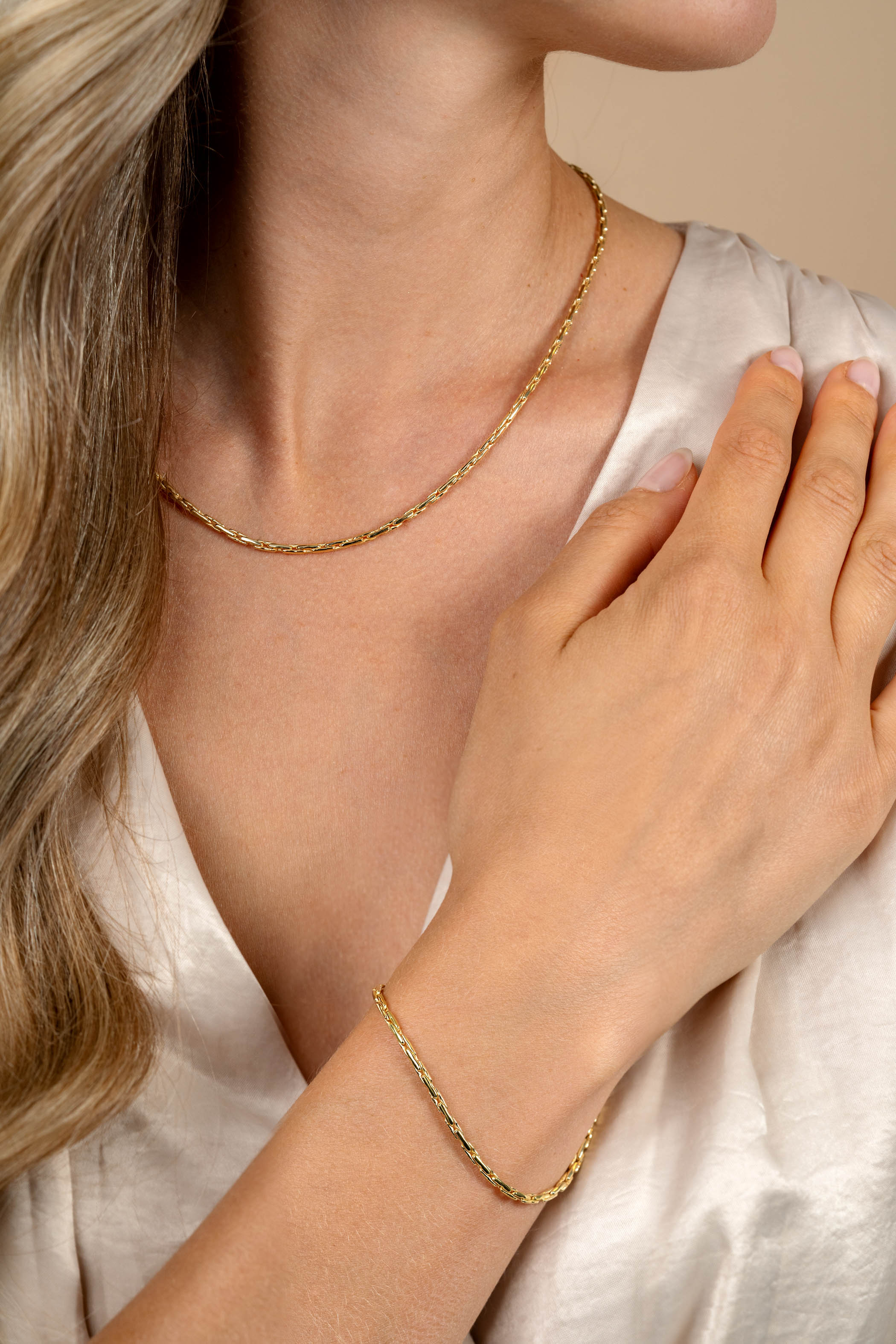 ZINZI gold plated silver link necklace 2.3mm wide 43-45cm ZIC2648G