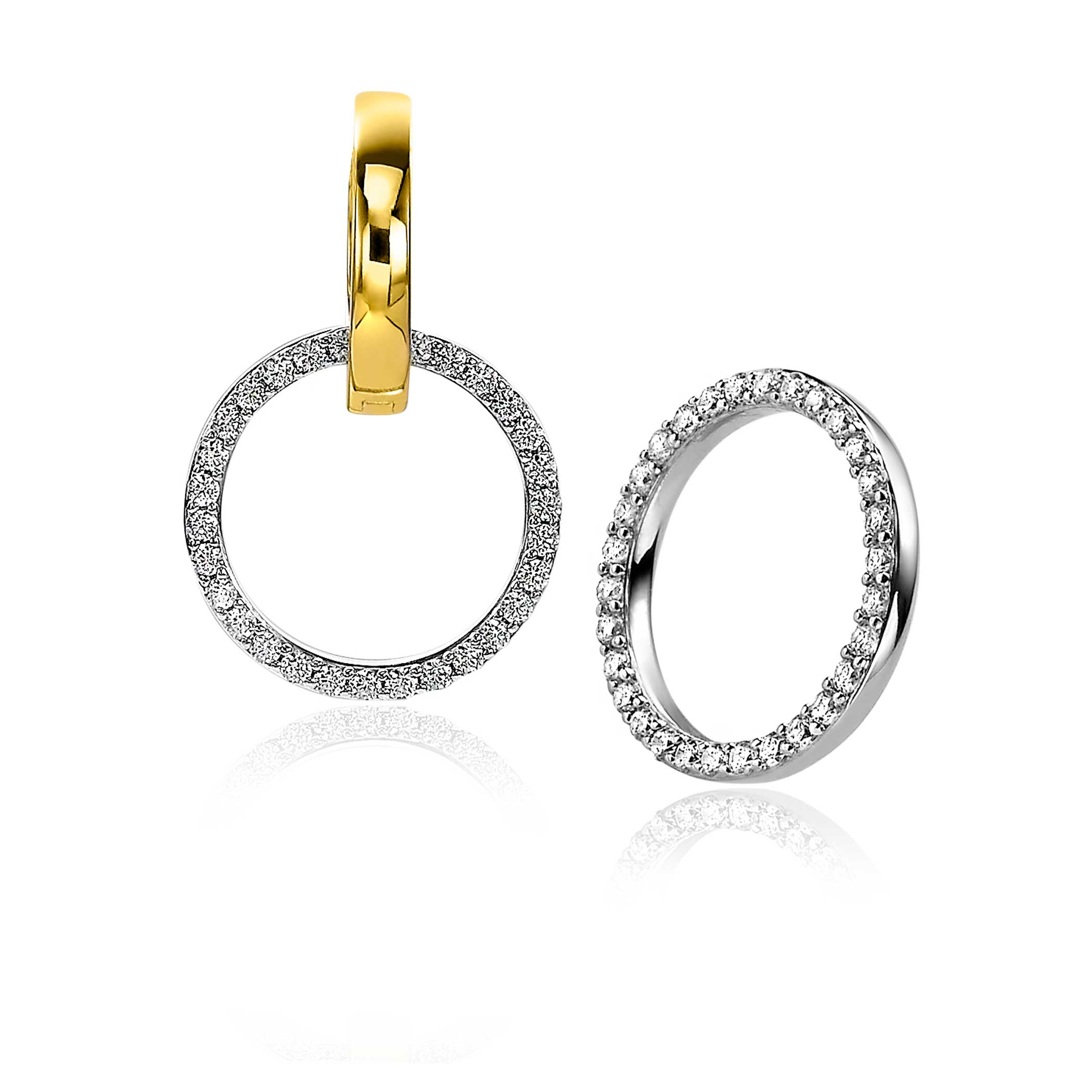 18mm ZINZI Sterling Silver Earrings Pendants Round Open Shape White Zirconia ZICH2199 (excl. hoop earrings)