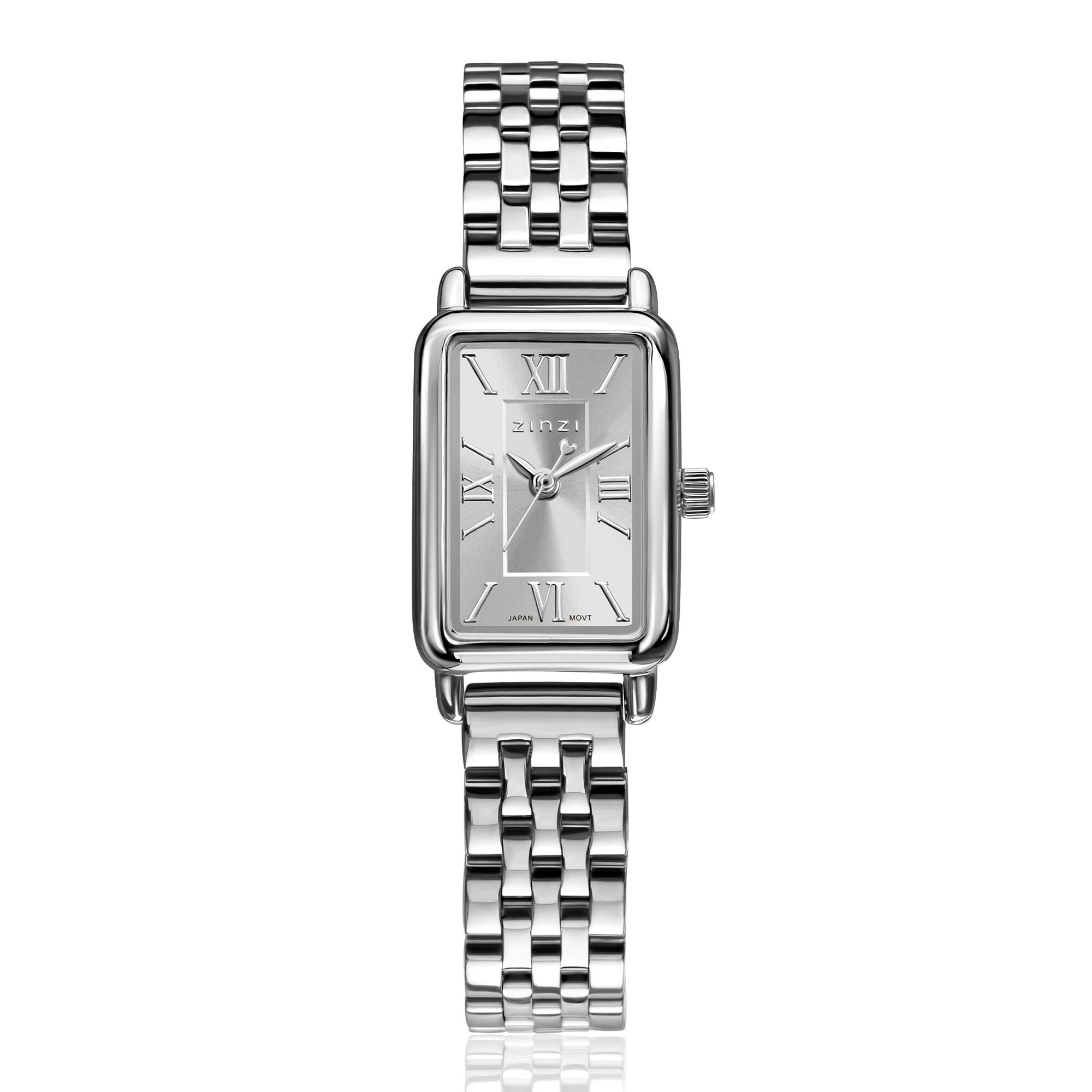ZINZI Small Elegance Watch Silver Sunray Dial and Rectangular Case Stainless Steel Chain Strap 22mm  ZIW2802