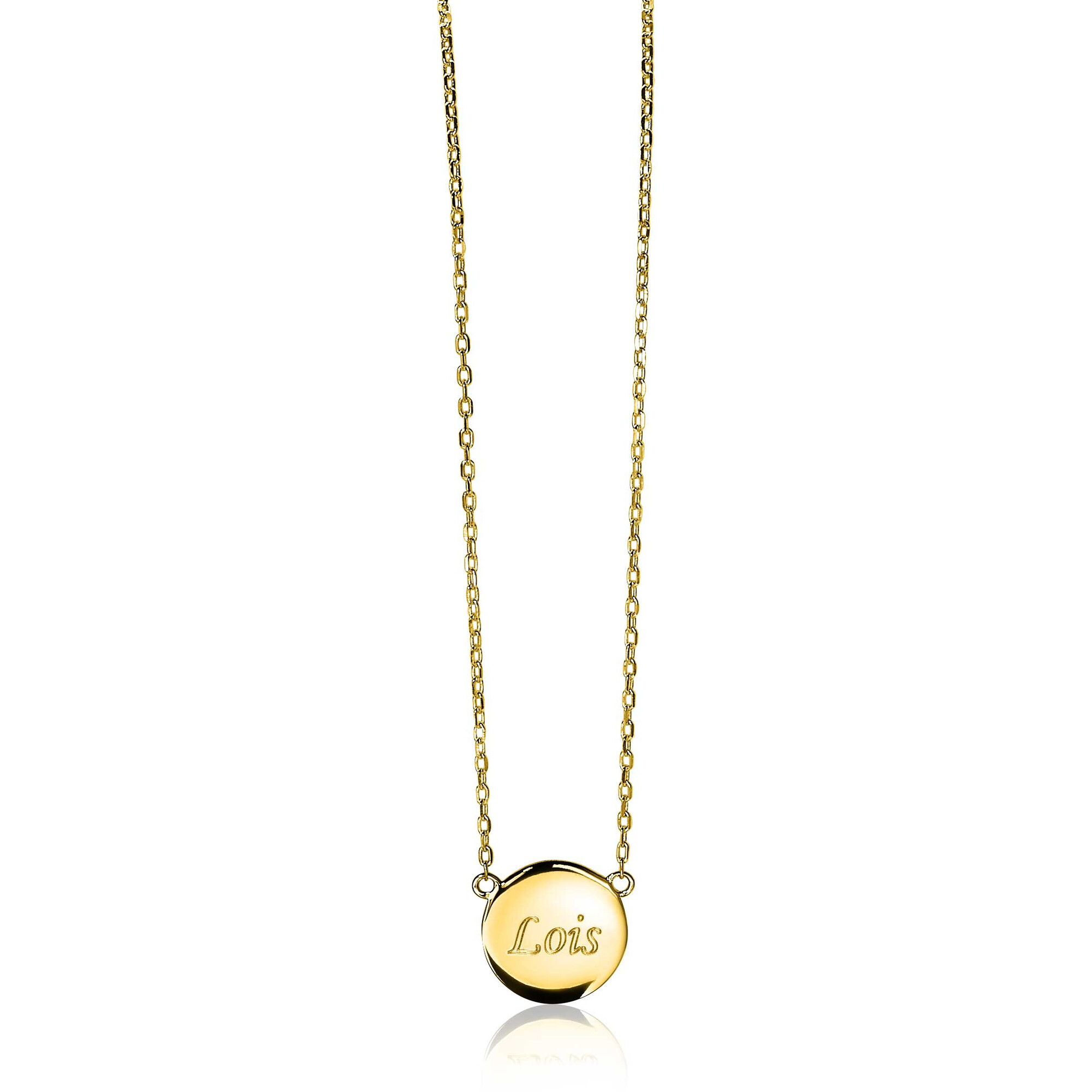 ZINZI Gold Plated Sterling Silver Necklace 43cm with Shiny Coin (15mm) to Engrave ZIC2345G