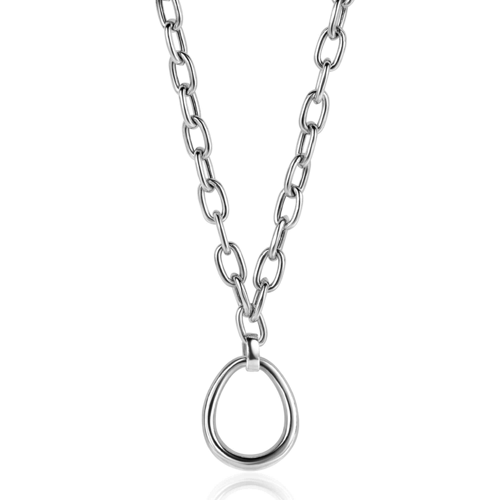ZINZI Sterling Silver Curb Chain Necklace with Larger Oval Chains 40-45cm ZIC2481