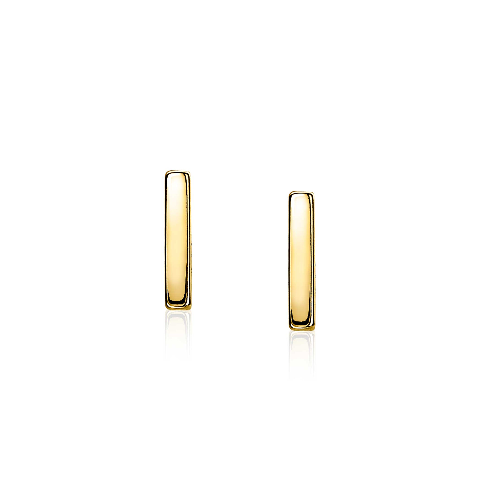 8mm ZINZI Gold Plated Sterling Silver Stud Earrings Bar ZIO1689G