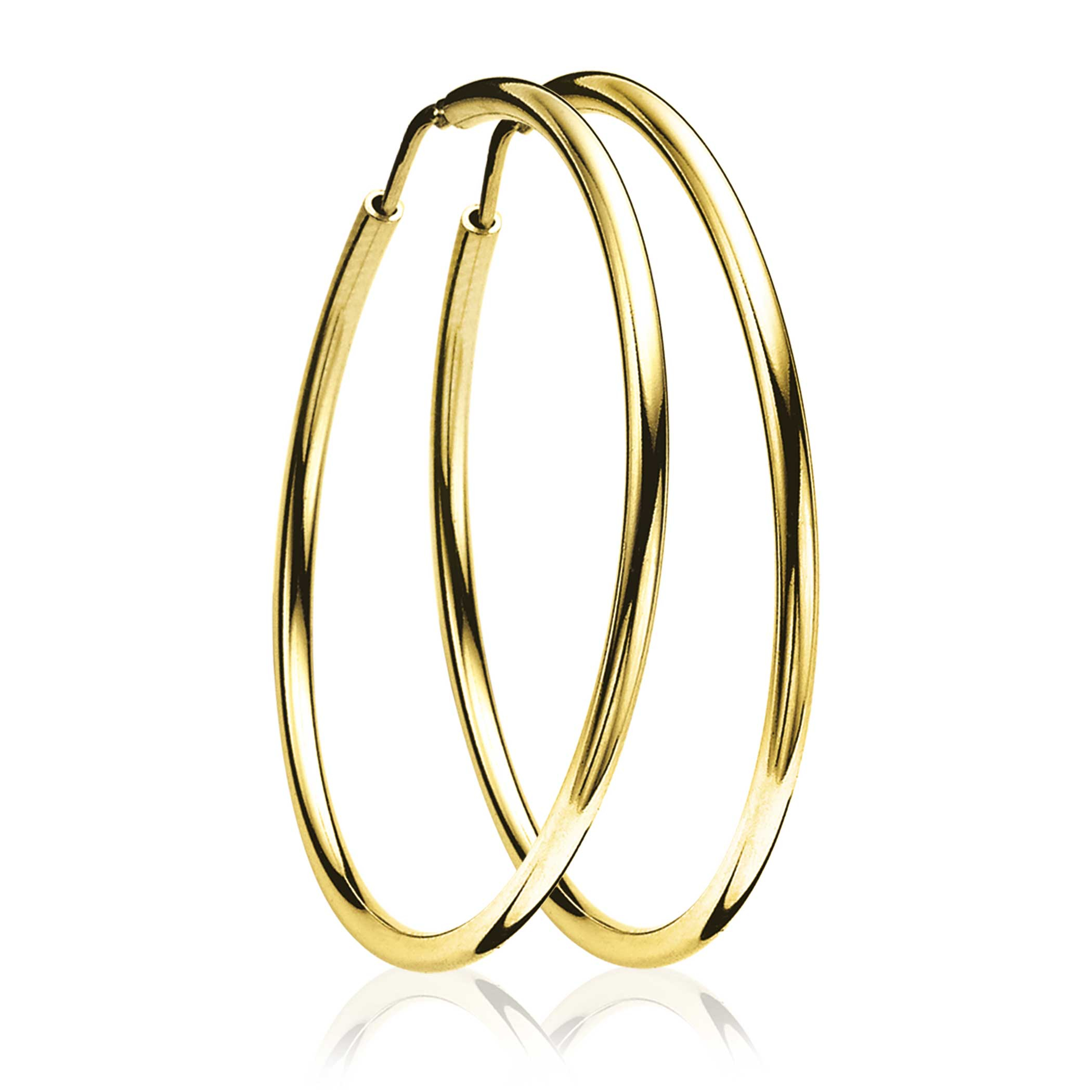 45mm ZINZI Gold Plated Sterling Silver Hoop Earrings 45x2mm ZIO436G