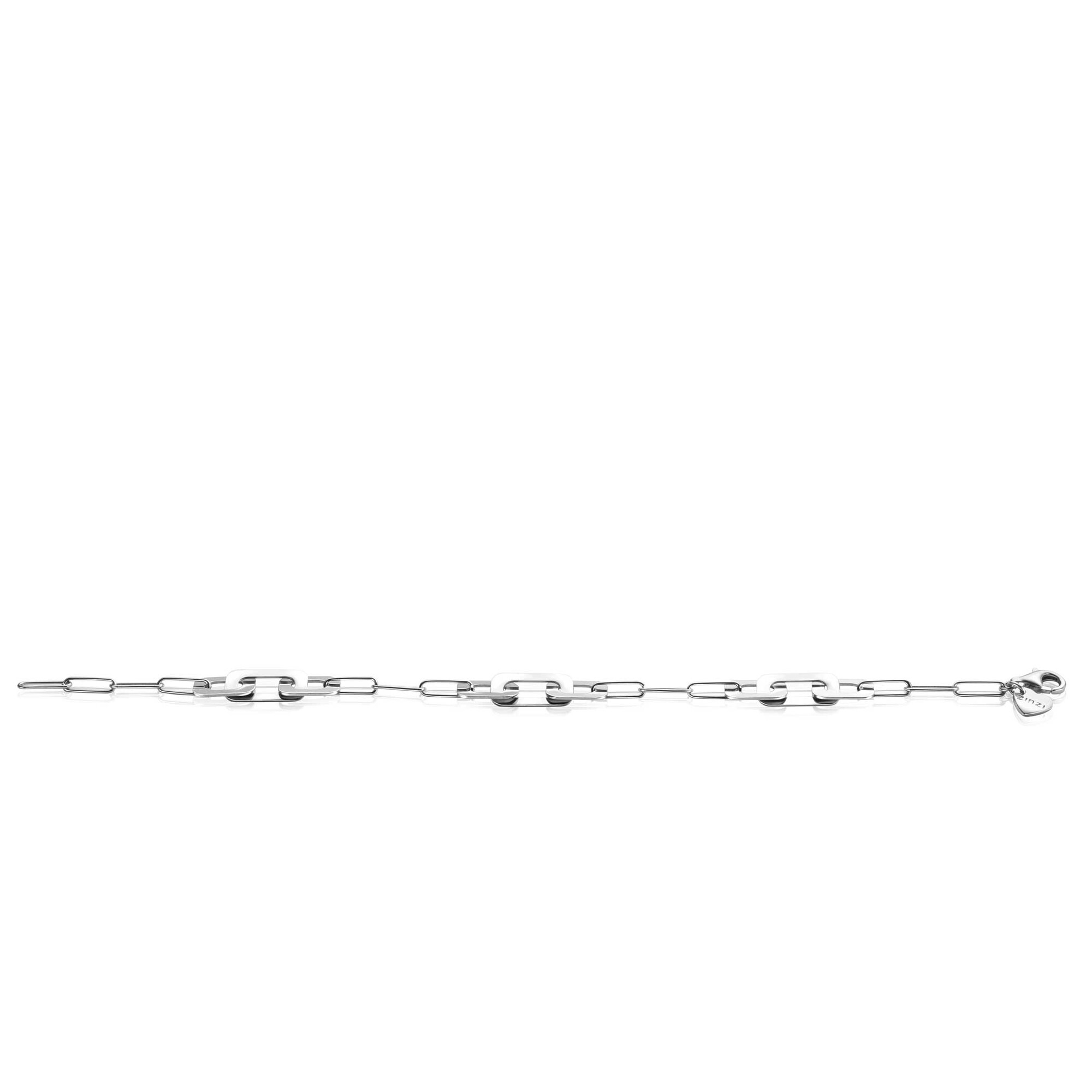 ZINZI Sterling Silver Trendy Chain Bracelet with Rectangular Chains in Multiple Widths 17-20cm ZIA-BF72