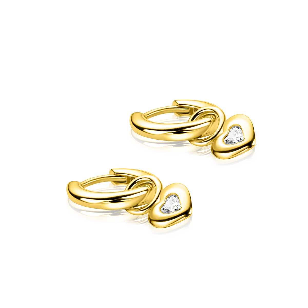 ZINZI zlv. oorbedels gg.verg.hart met hart zirconia