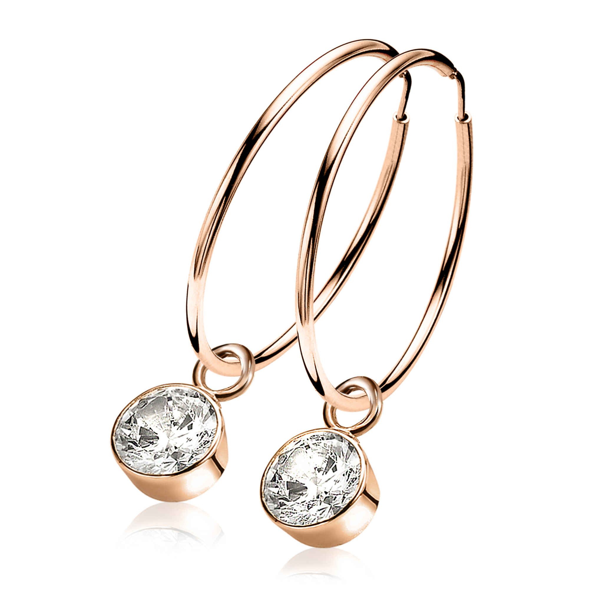 35mm ZINZI Rose Gold Plated Sterling Silver Hoop Earrings 35x2mm ZIO435R