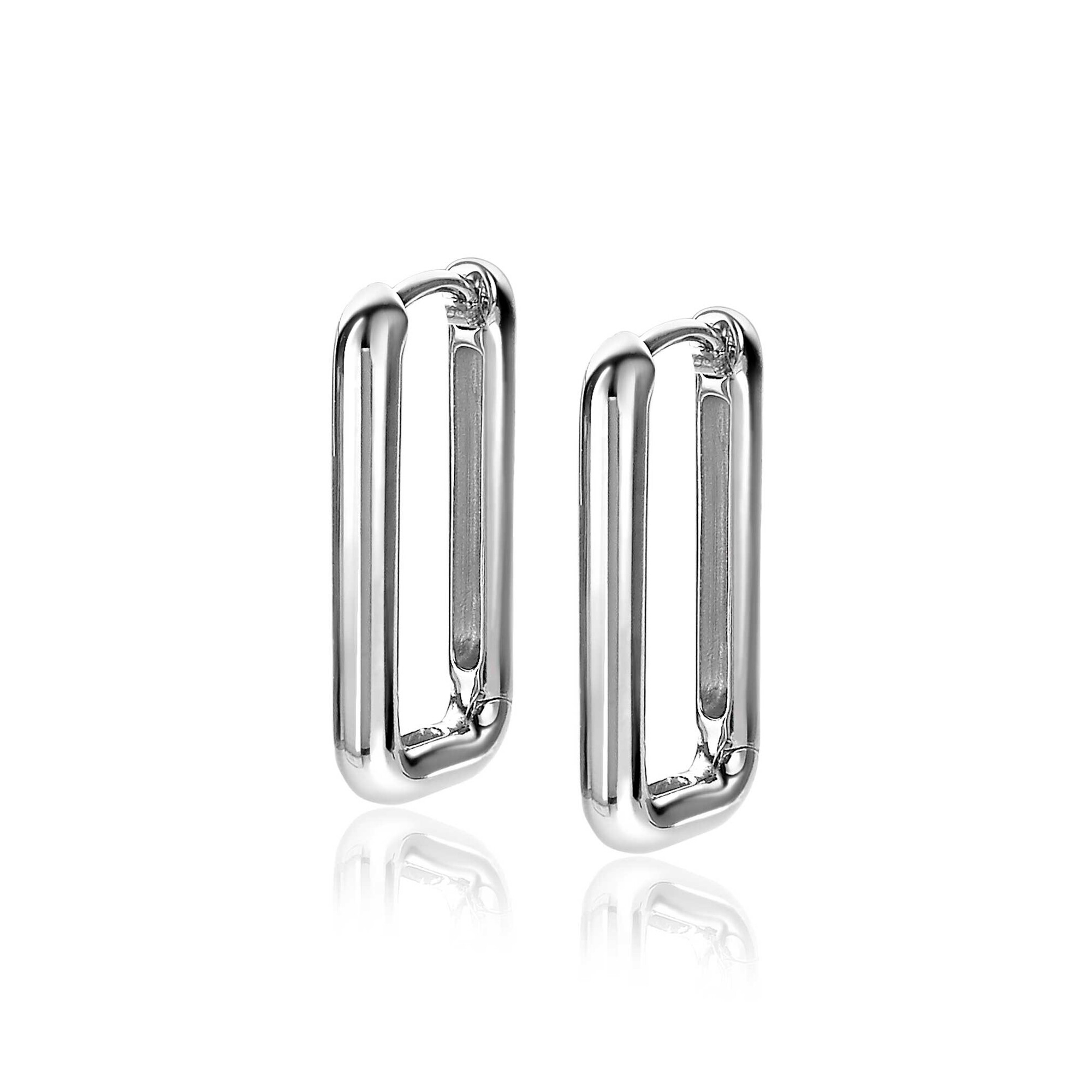 24mm ZINZI Sterling Silver Hoop Earrings Rectangular 24x3mm ZIO2223