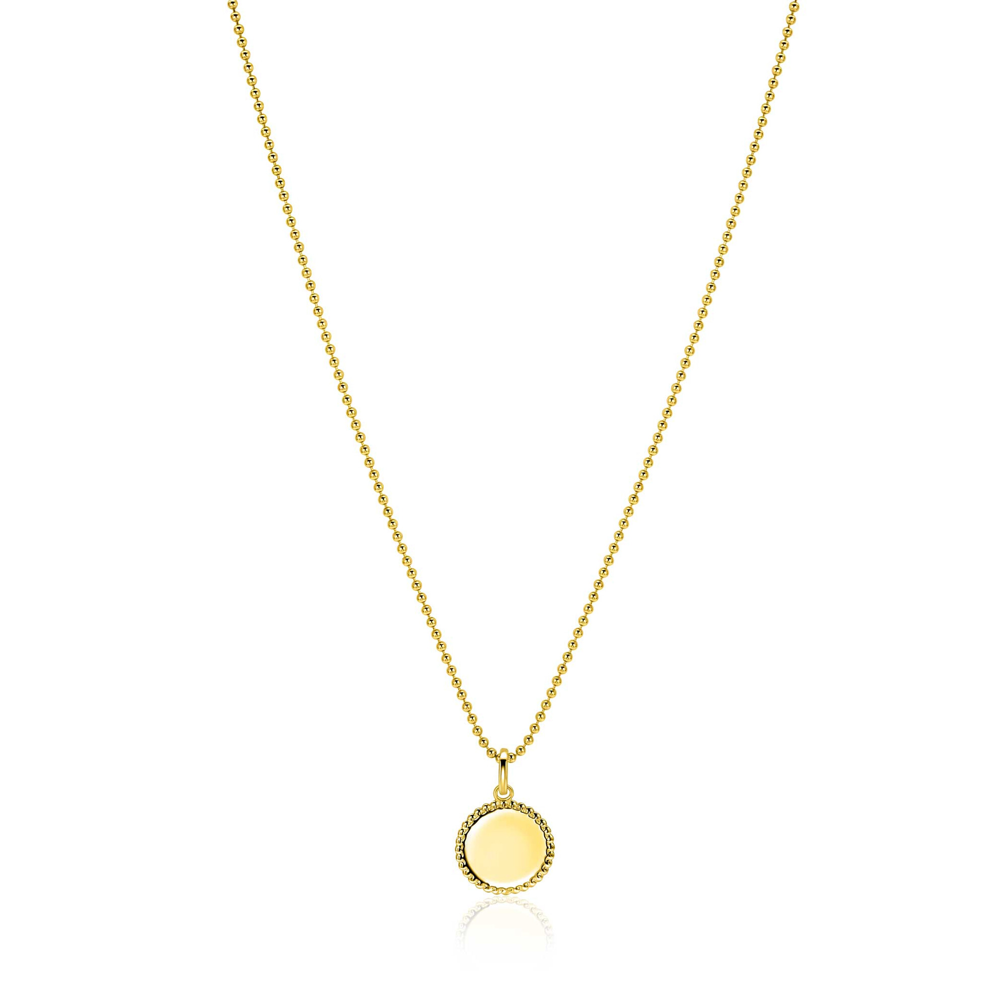 12mm ZINZI gold plated silver coin pendant with pearl rim for engraving ZIH2650G (without chain)