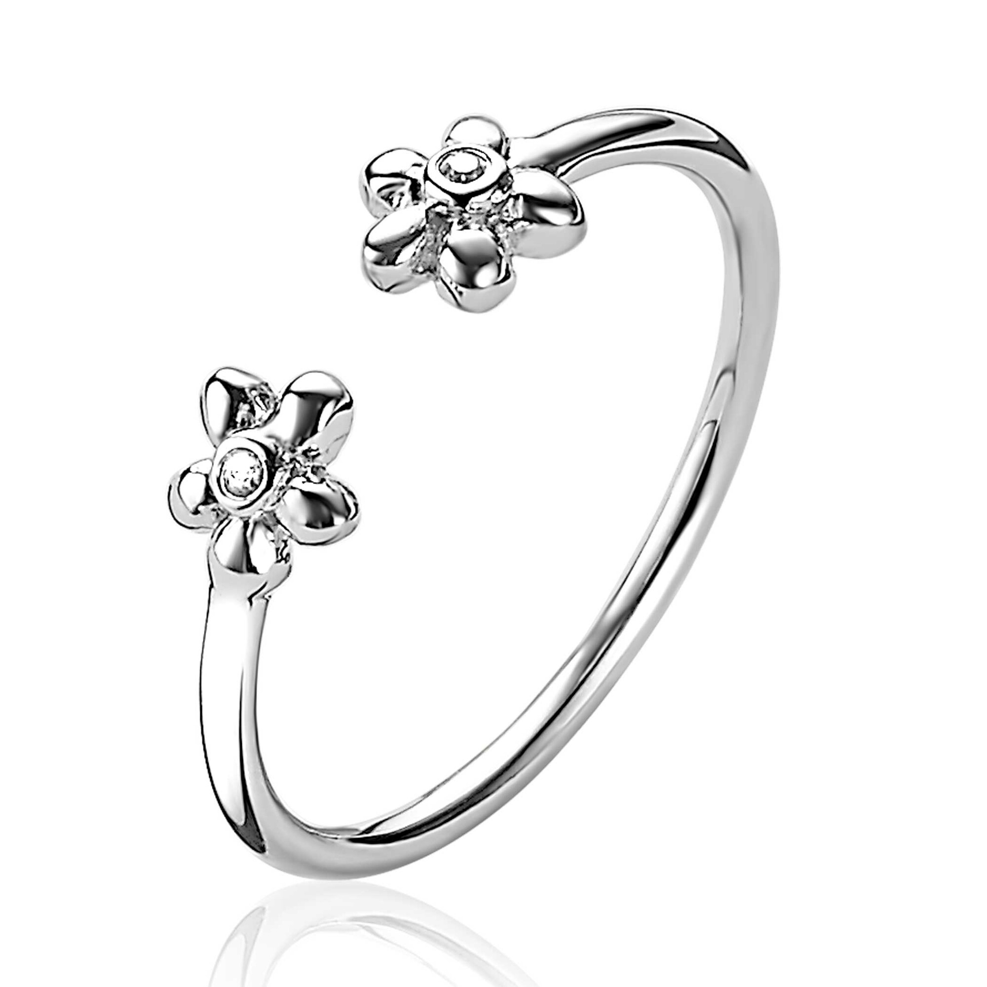 ZINZI Sterling Silver Open Ring Flowers ZIR1879