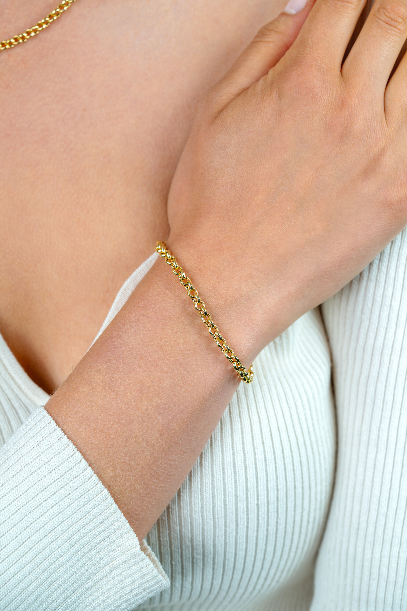 ZINZI Gold Plated Sterling Silver Chain Bracelet Rolo ZIA1009G