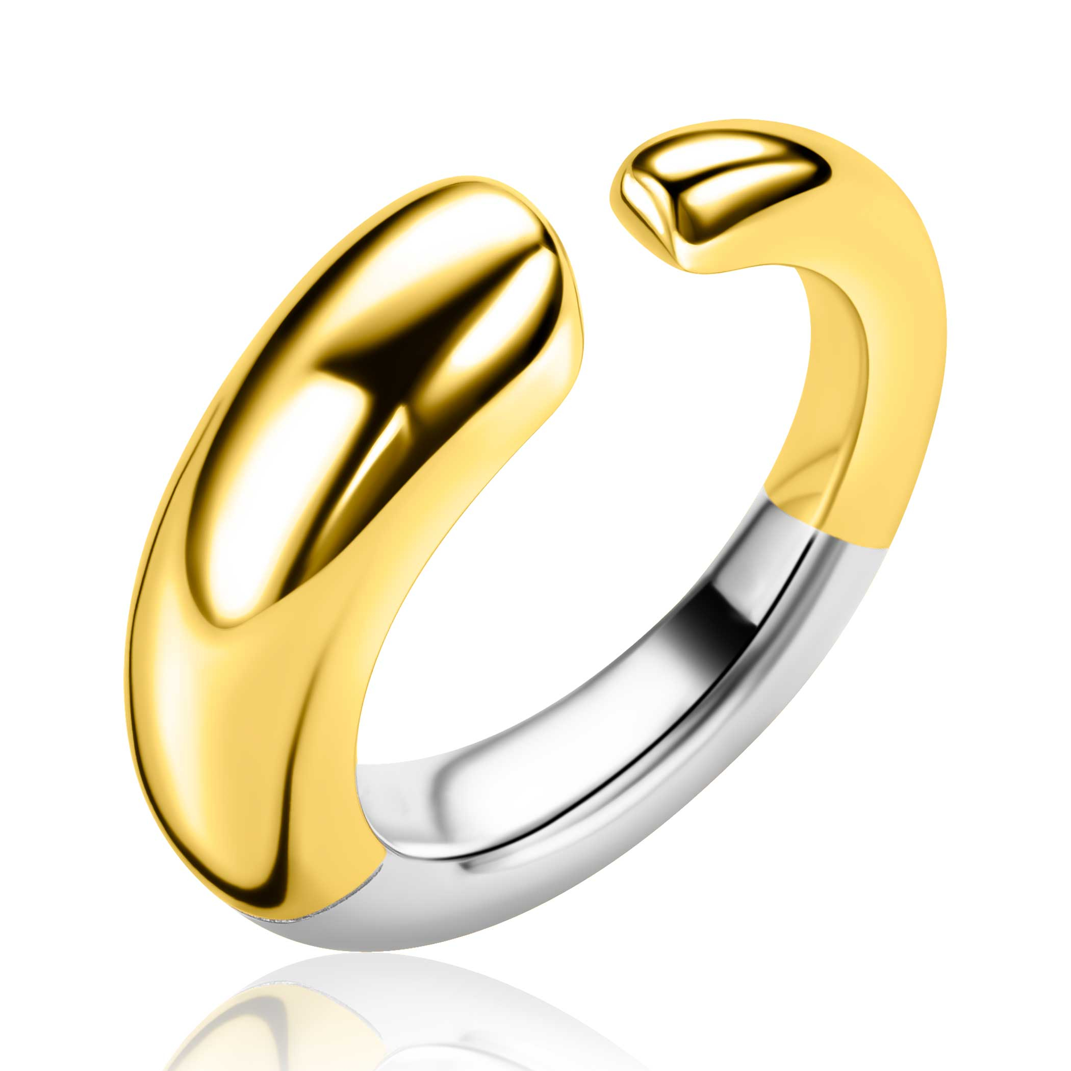 ZINZI zlv. ring gg.verg.afl.organische vorm open mt62