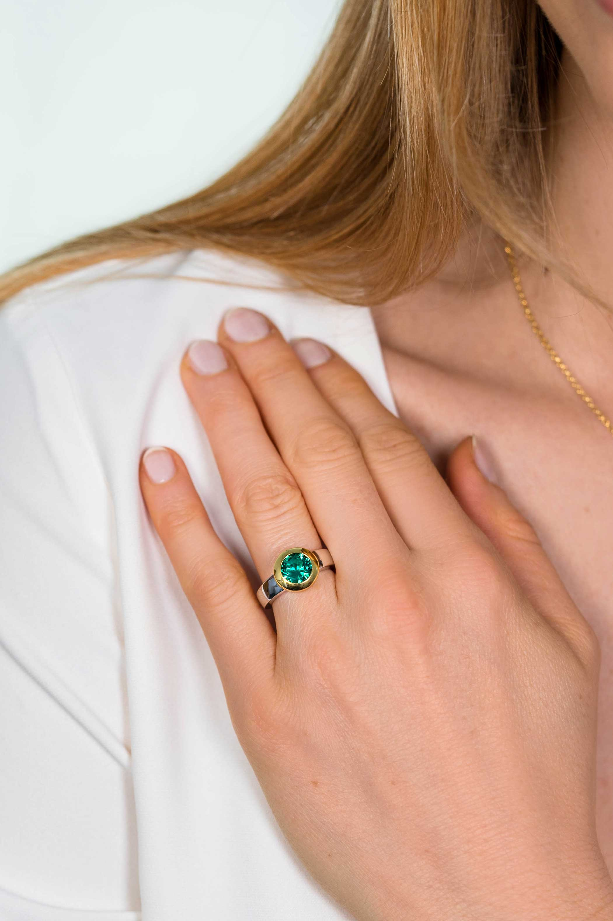 ZINZI Gold Plated Sterling Silver Exchangeable Ring Round ZIR2