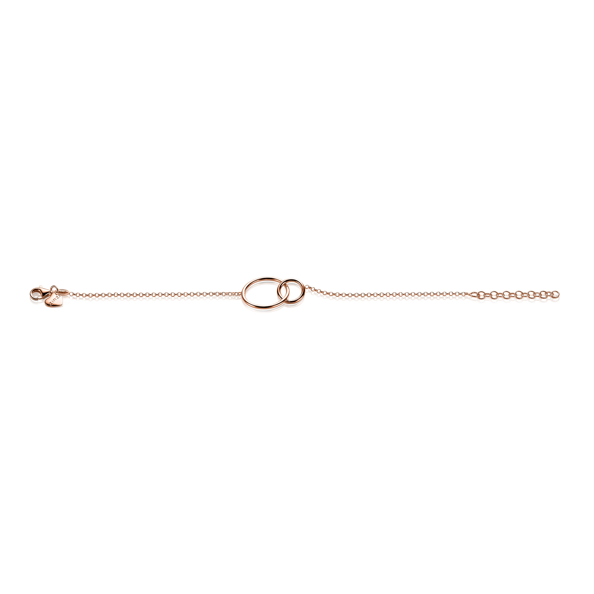 ZINZI Rose Gold Plated Sterling Silver Bracelet with 2 Connected Circles 16-19cm ZIA1278R