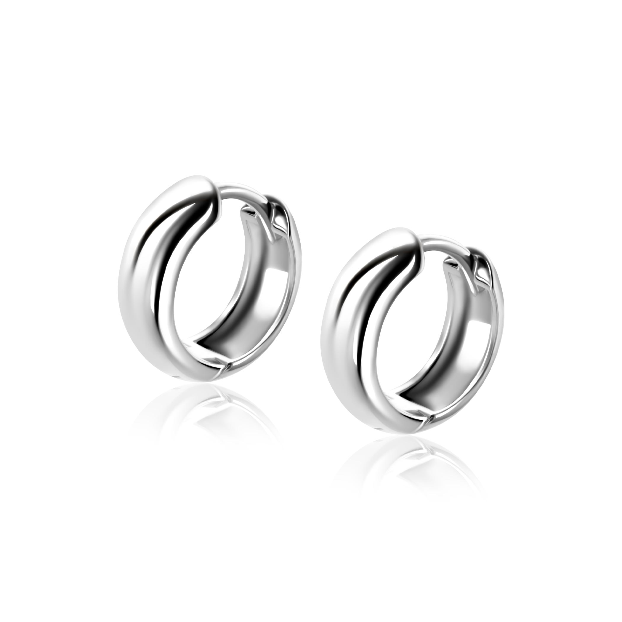 ZINZI zlv. klapcreolen half rond 13.5x5.0mm