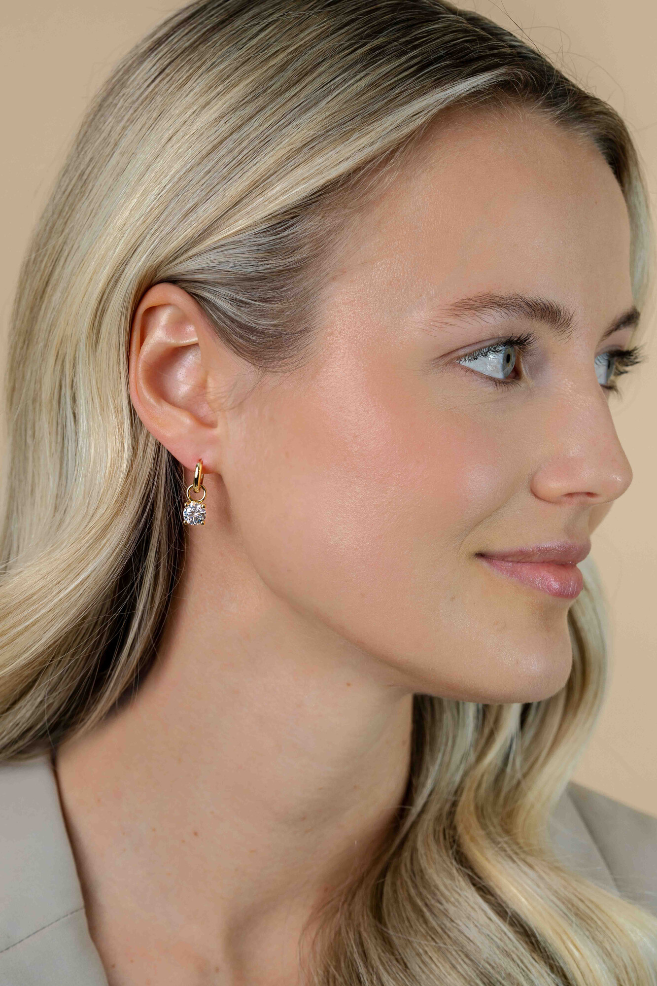 ZINZI Gold Plated Sterling Silver Earrings Pendants Round White ZICH1300Y (excl. hoop earrings)