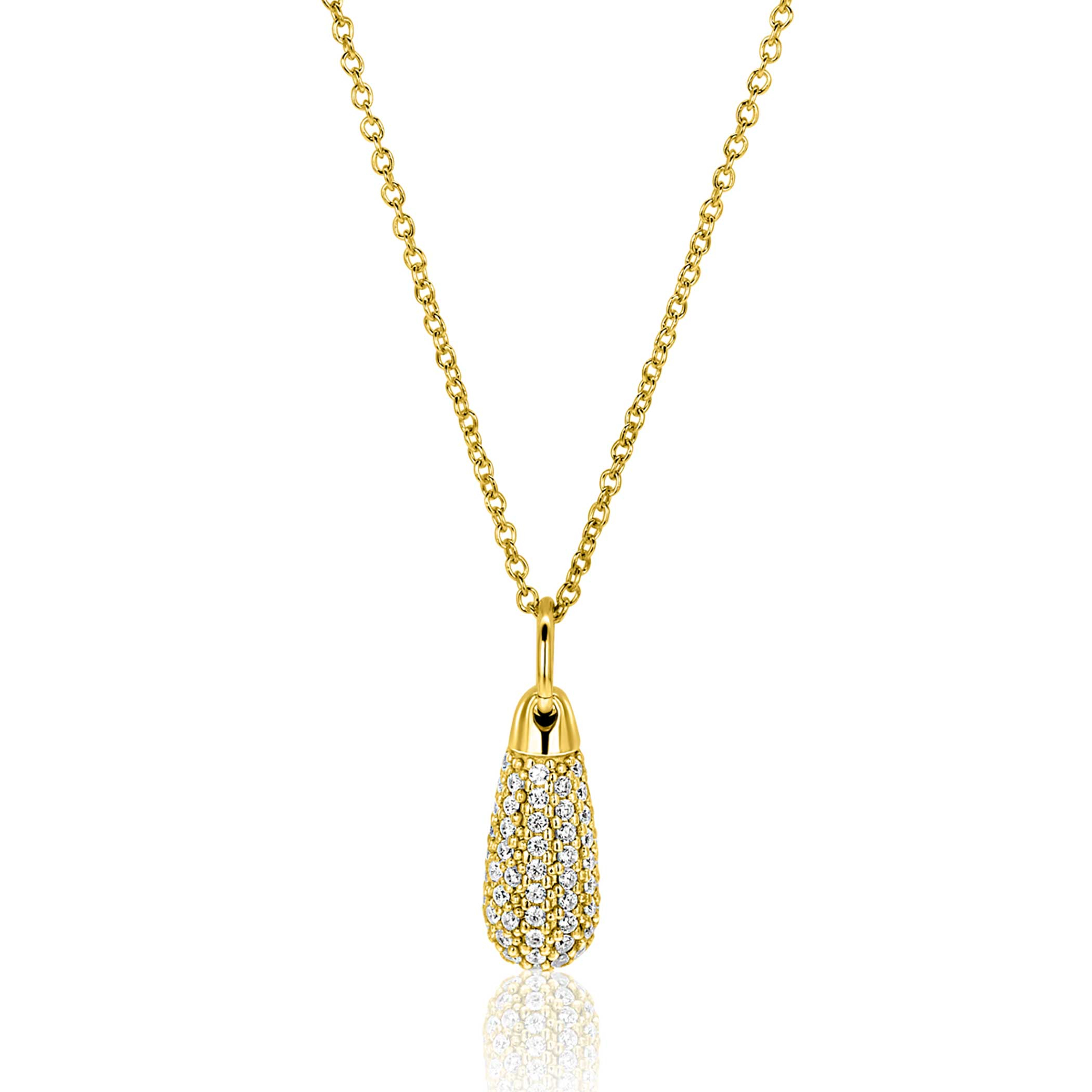 23mm ZINZI gold plated silver drop pendant set with white cubic zirconias ZIH2669Y (without chain)