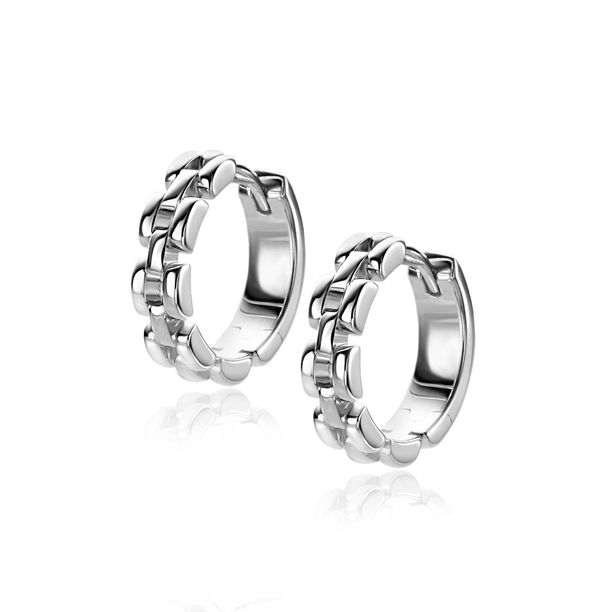16mm ZINZI Sterling Silver Hoop Earrings Rolex-style Chains width 4mm ZIO2556