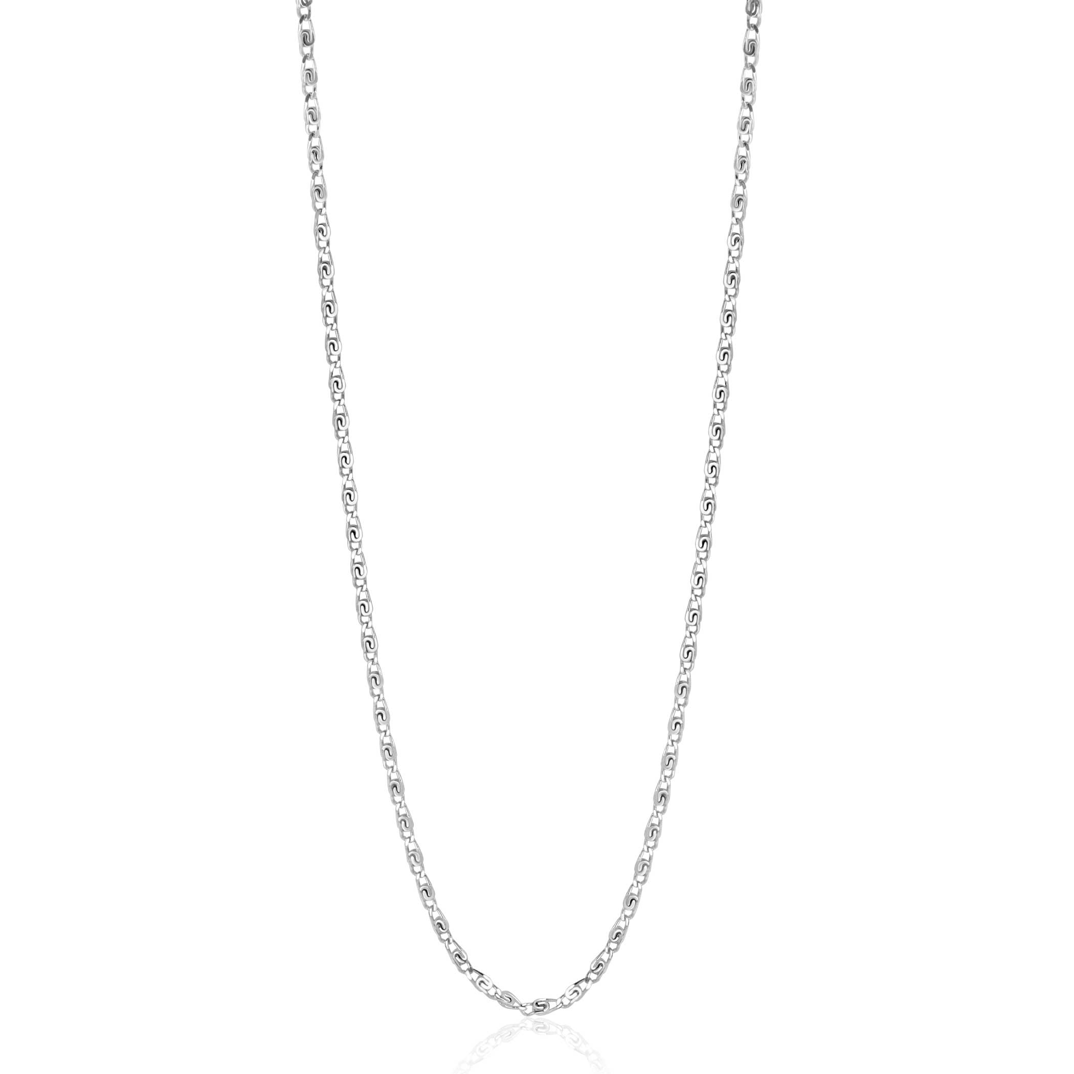 ZINZI Sterling Silver Scroll Chain Necklace with Double Twisted Chains width 42-45cm ZIC2479