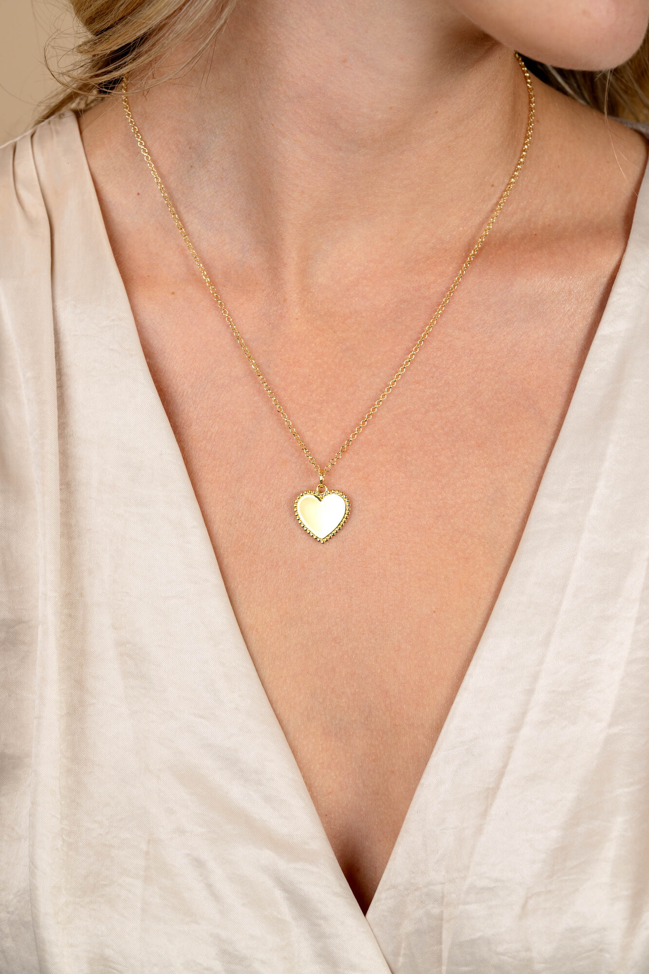 21mm ZINZI gold plated silver heart pendant with pearl rim for engraving ZIH2653G (without chain)