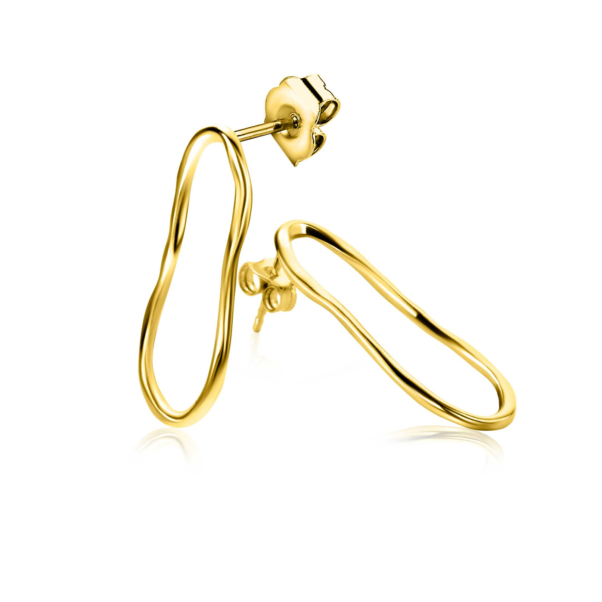 29mm ZINZI gold-plated silver stud earrings with a trendy organic shape, ZIO-BF107