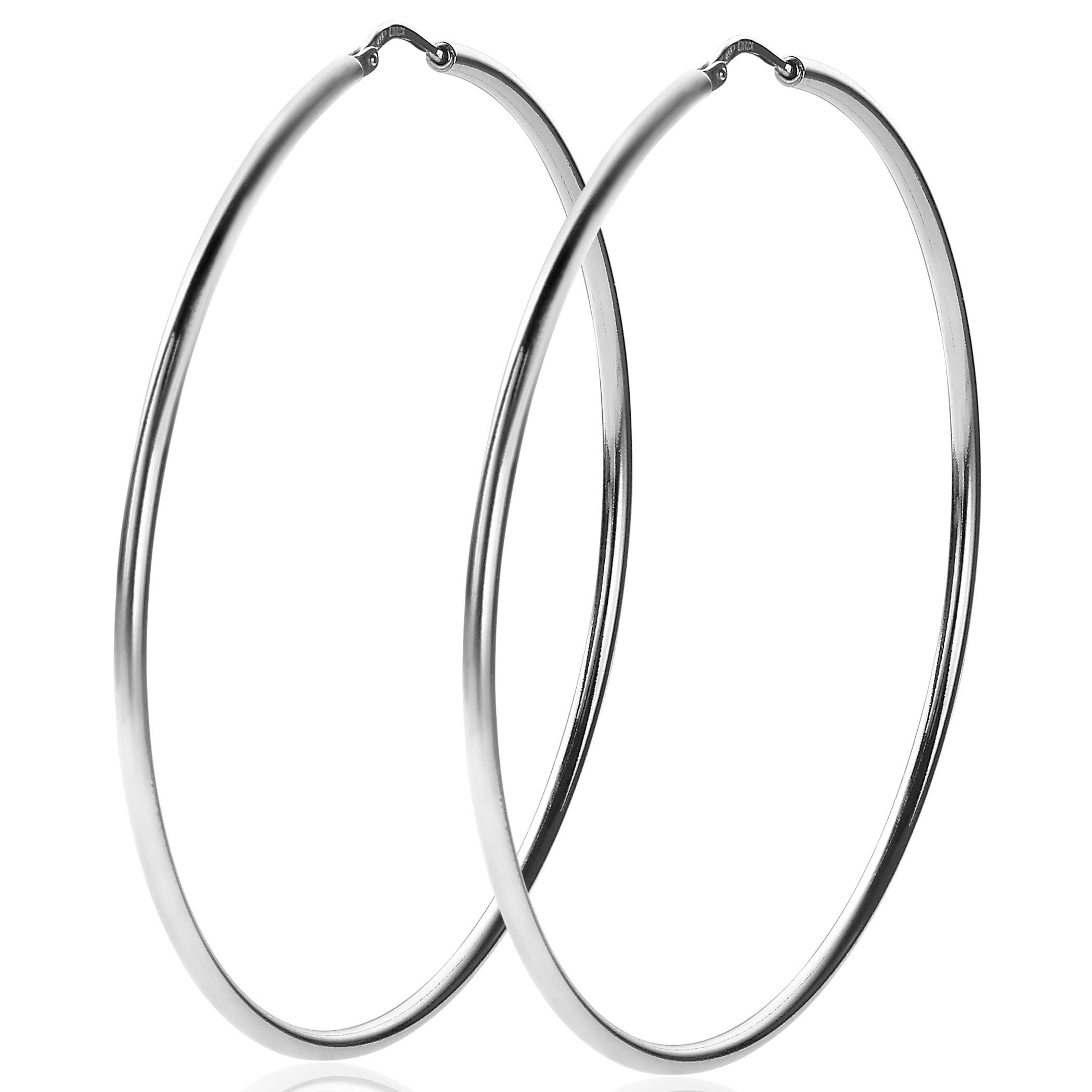 65mm ZINZI Sterling Silver Hoop Earrings 65x2mm ZIO438