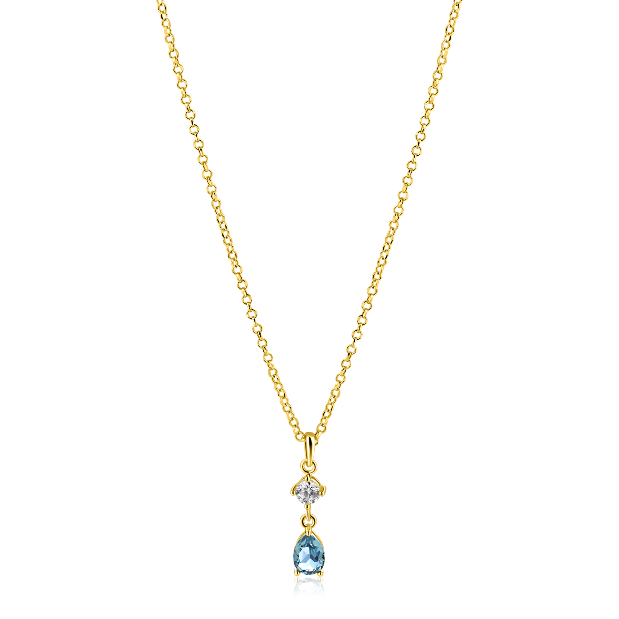 ZINZI zlv.collier gg.verg.hanger peer blauw/VK zirc