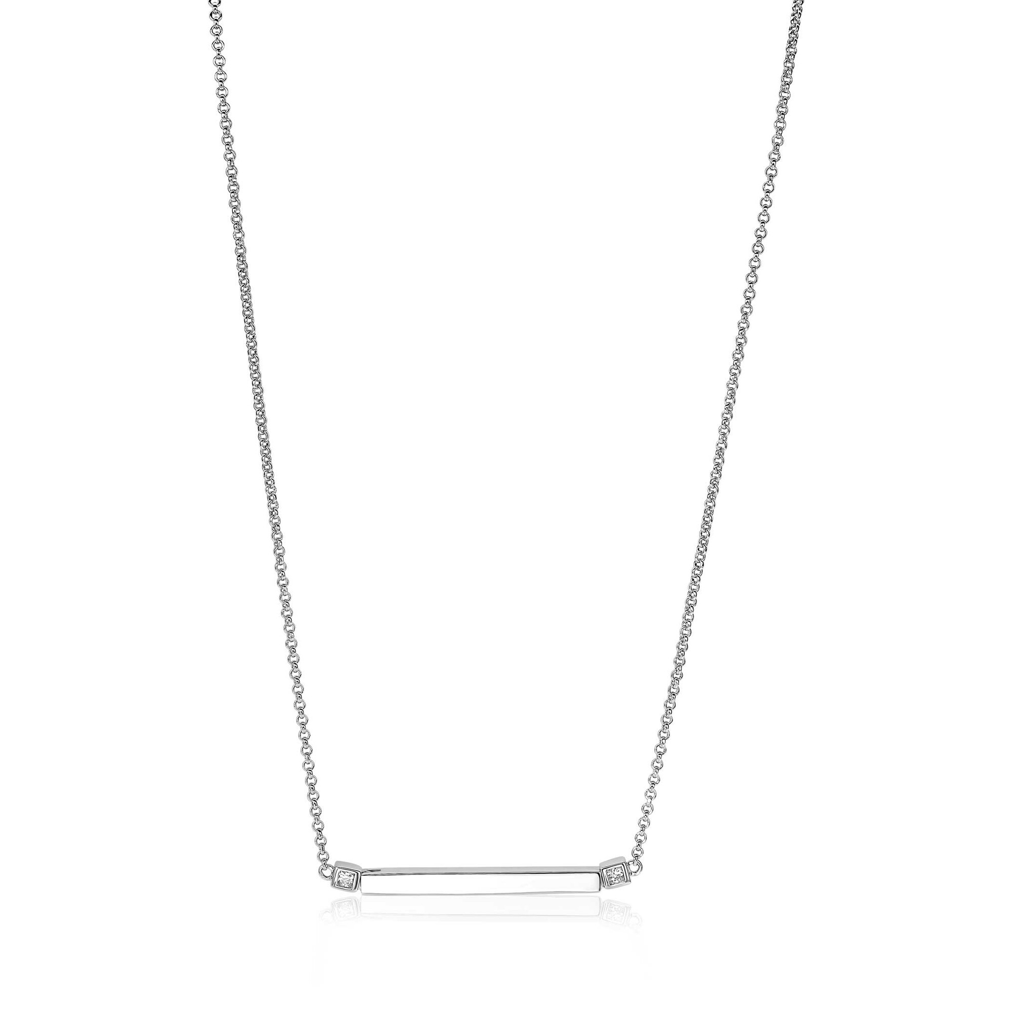 ZINZI Sterling Silver Necklace Bar White 42cm ZIC1817
