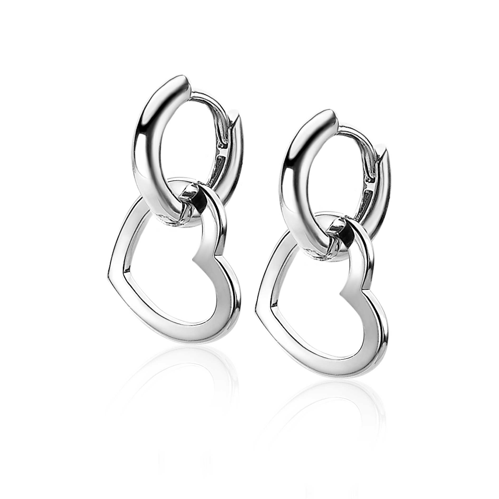 12mm ZINZI Sterling Silver Earrings Pendants Open Heart ZICH2197 (excl. hoop earrings)