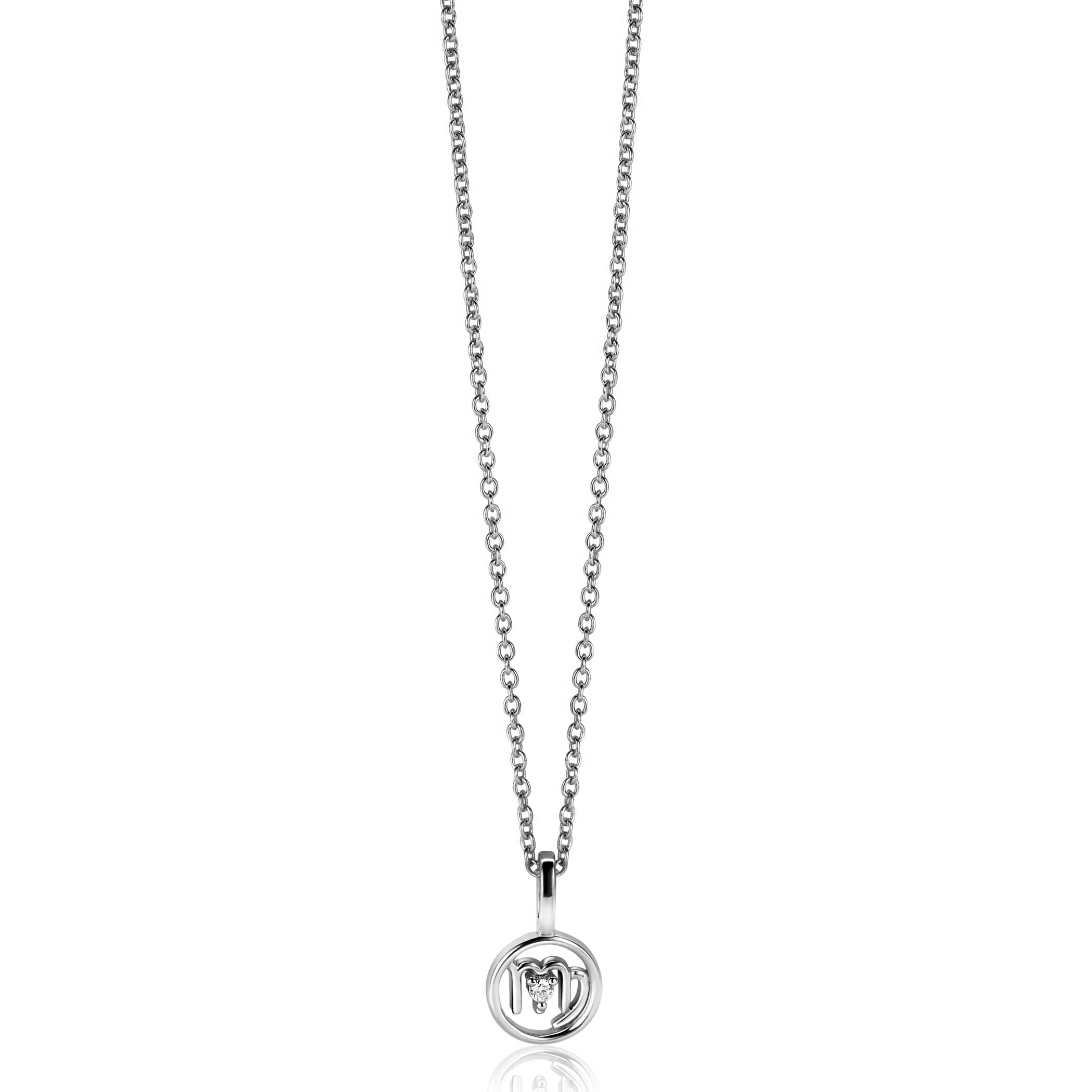 9mm ZINZI silver Virgo zodiac sign pendant set with white zirconias ZIH-MAA (without necklace)
