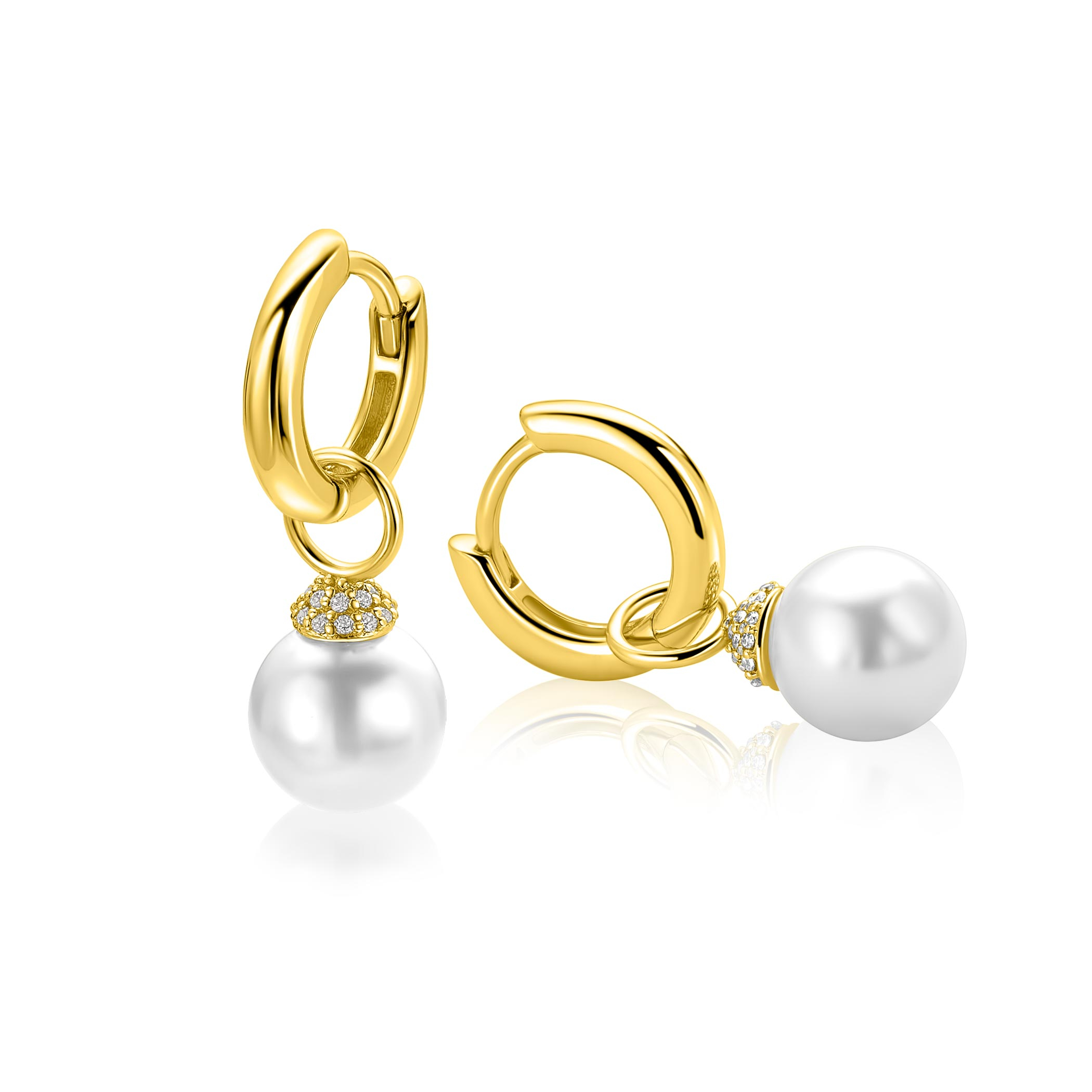 ZINZI zlv. oorbedels gg.verg.kapje zirc. parel 8mm