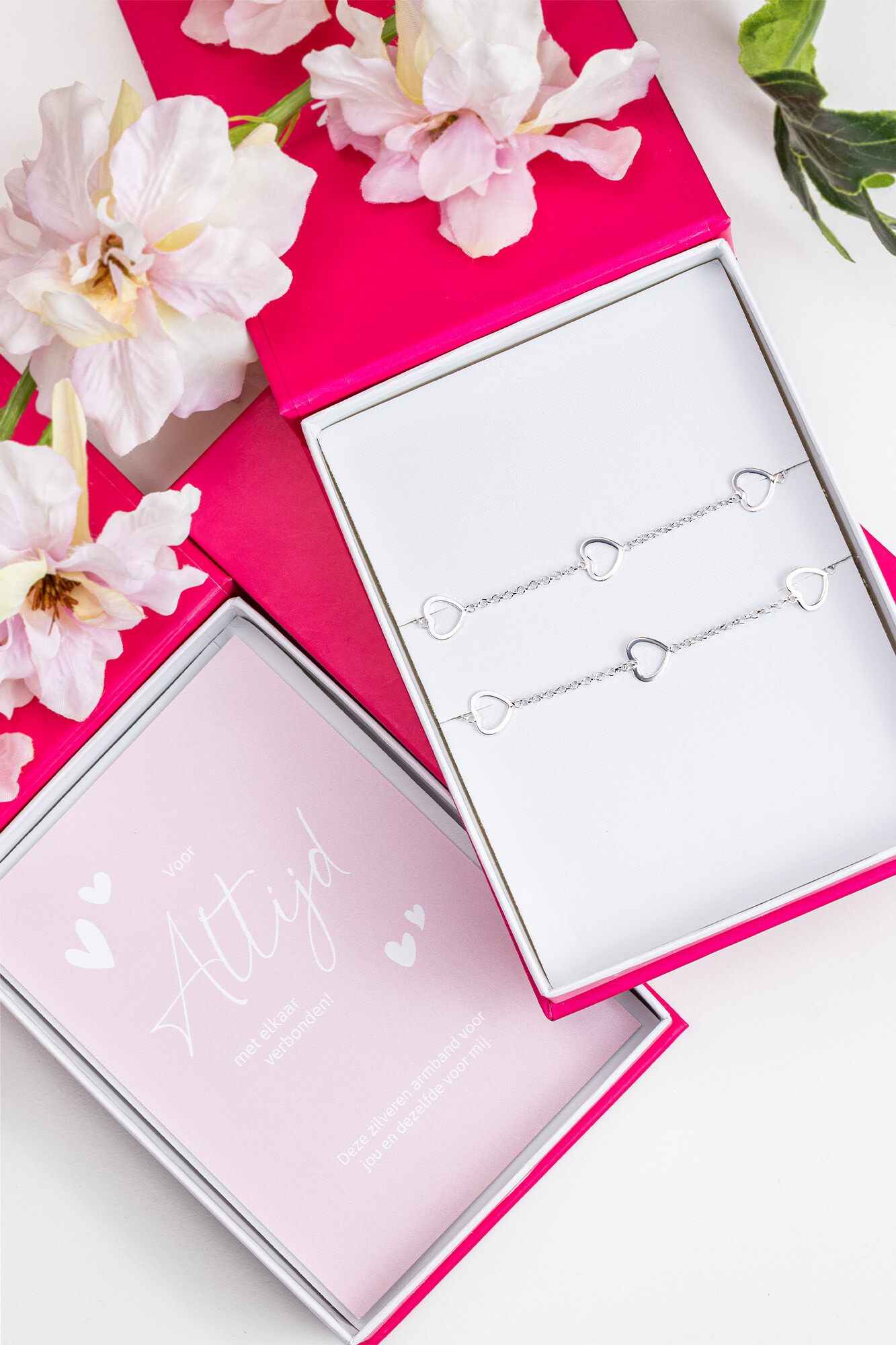 ZINZI Set of 2 Sterling Silver Bracelets Heart 17-20cm ZIA1188-SET