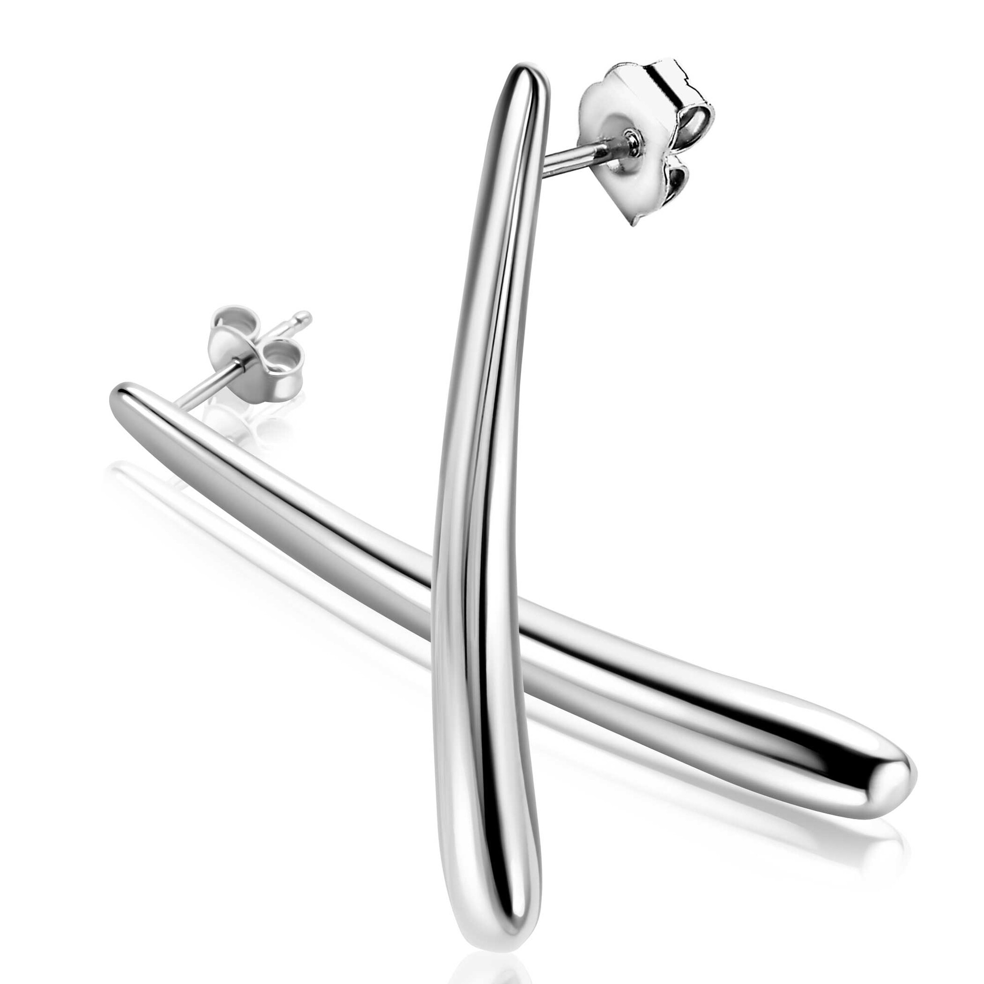 49mm ZINZI silver stud earrings in elongated teardrop shape ZIO2674