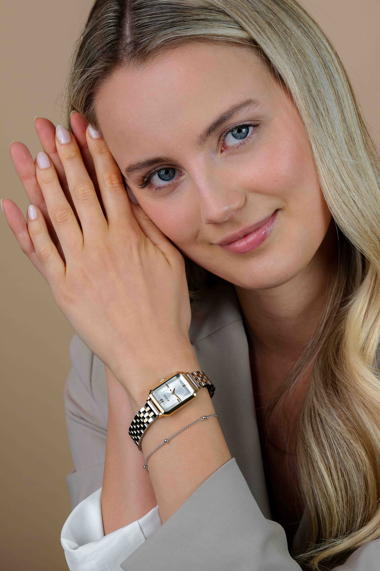 ZINZI Allure Watch 30mm Silver Colored Dial Gold Colored Case and Stainless Steel Bicolor Band ZIW2533