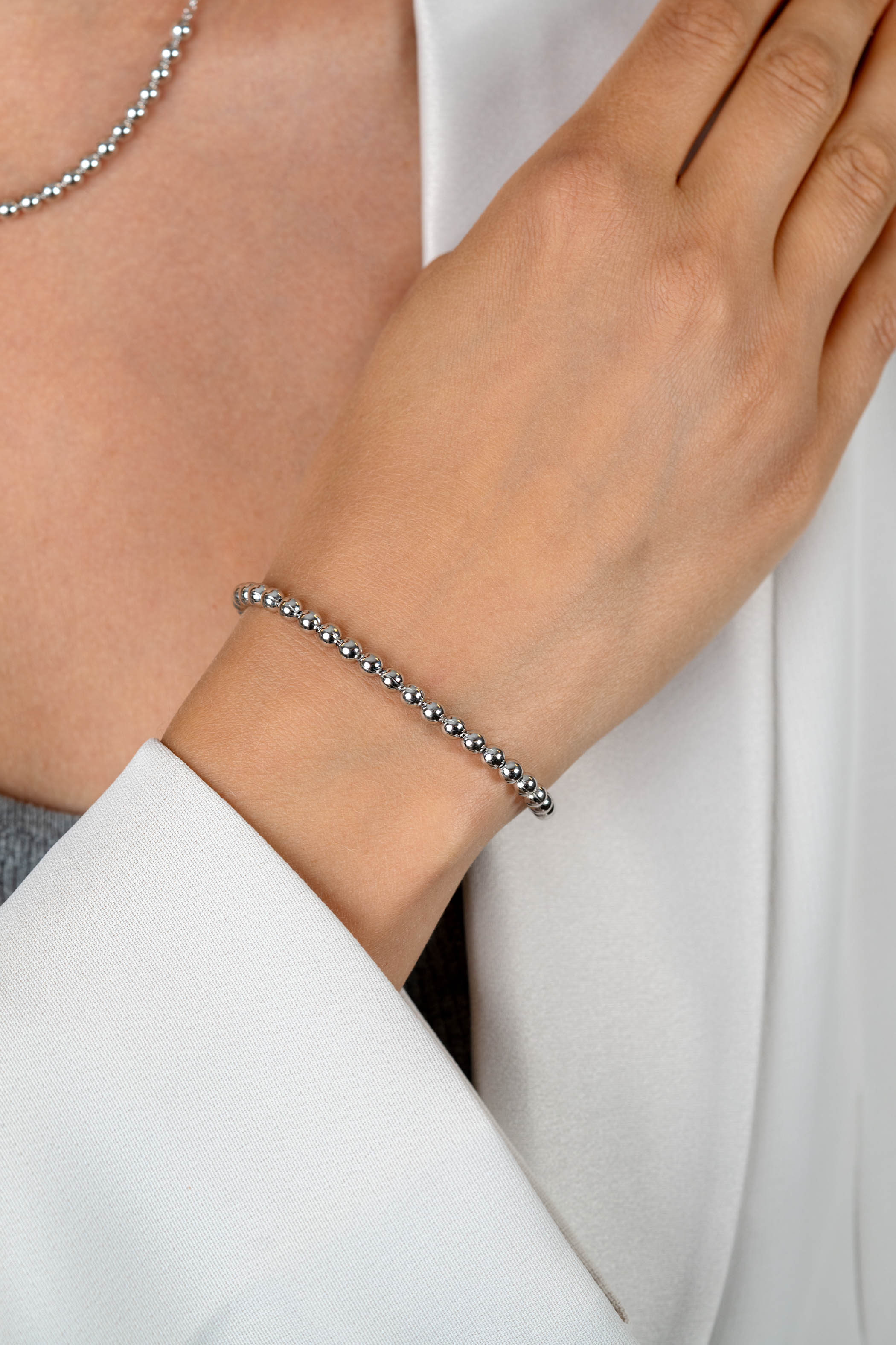 ZINZI silver bracelet with beaded links 4mm wide 18-20cm ZIA2659