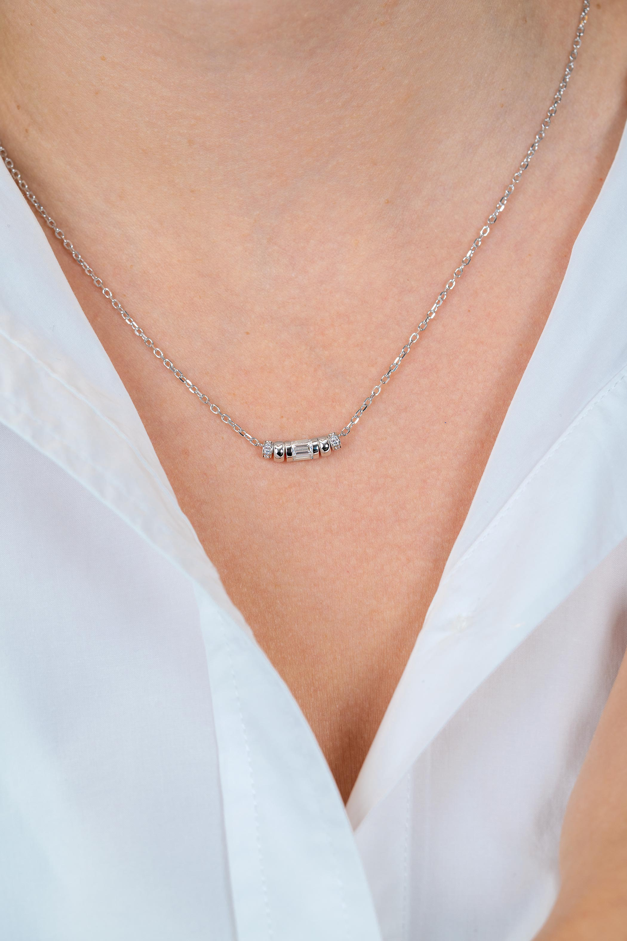 ZINZI zlv. collier fantasie met baguette zirconia's
