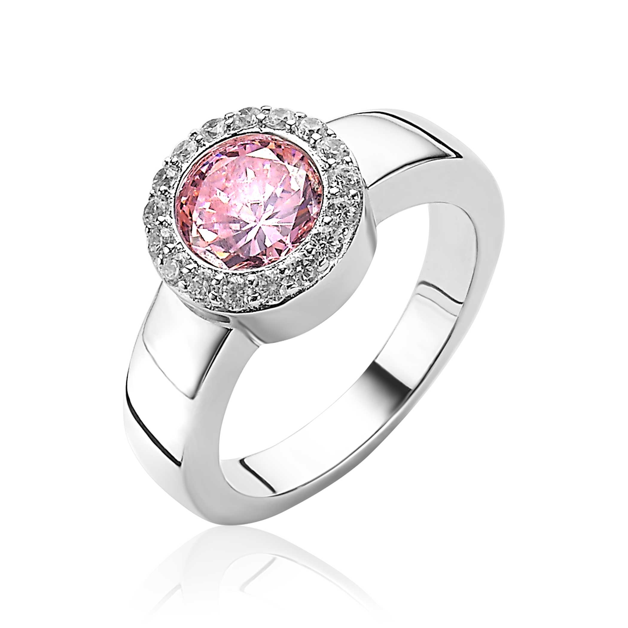 ZINZI Sterling Silver Exchangeable Ring Round White ZIR4