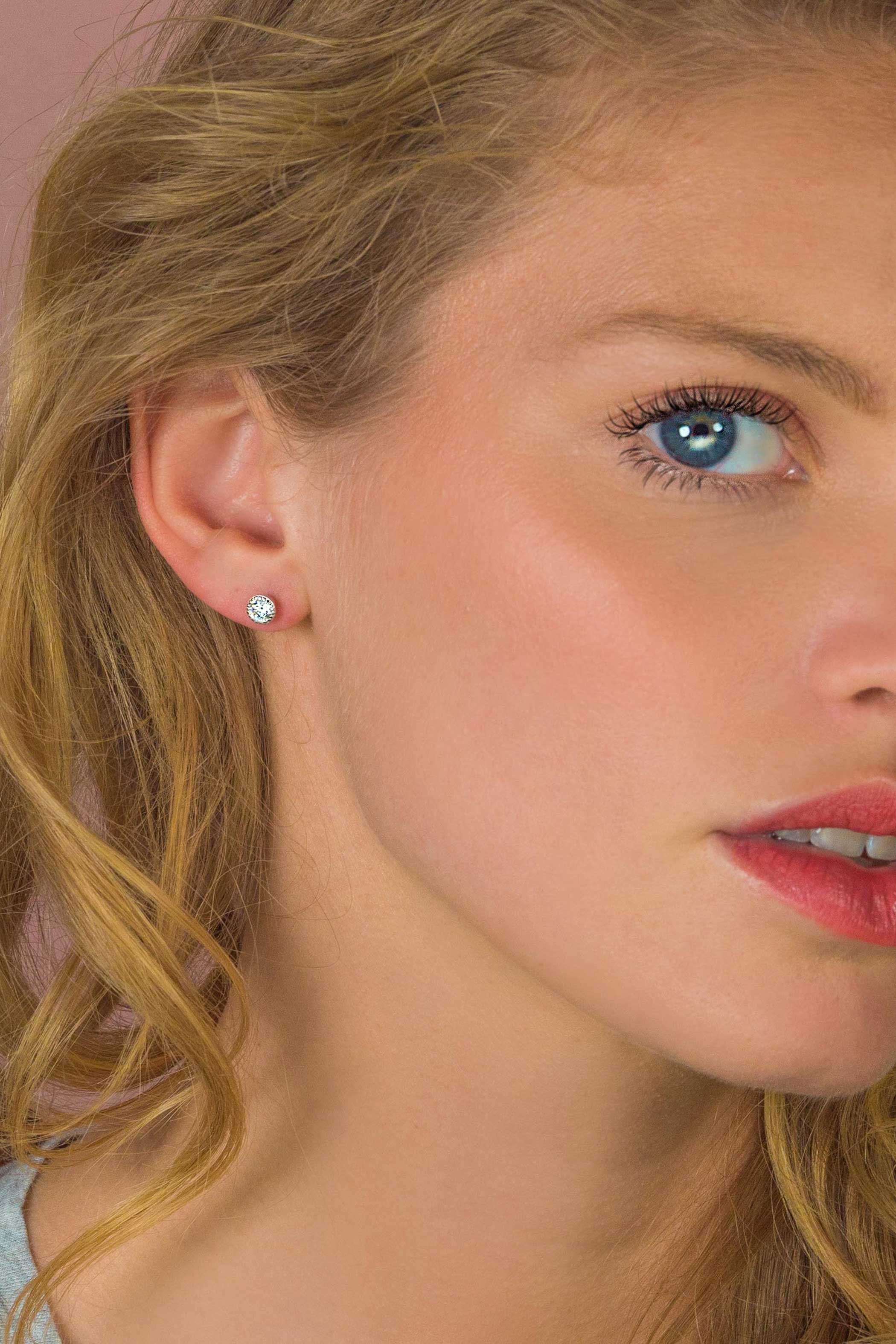 6mm ZINZI Sterling Silver Stud Earrings Round White ZIO1376Z