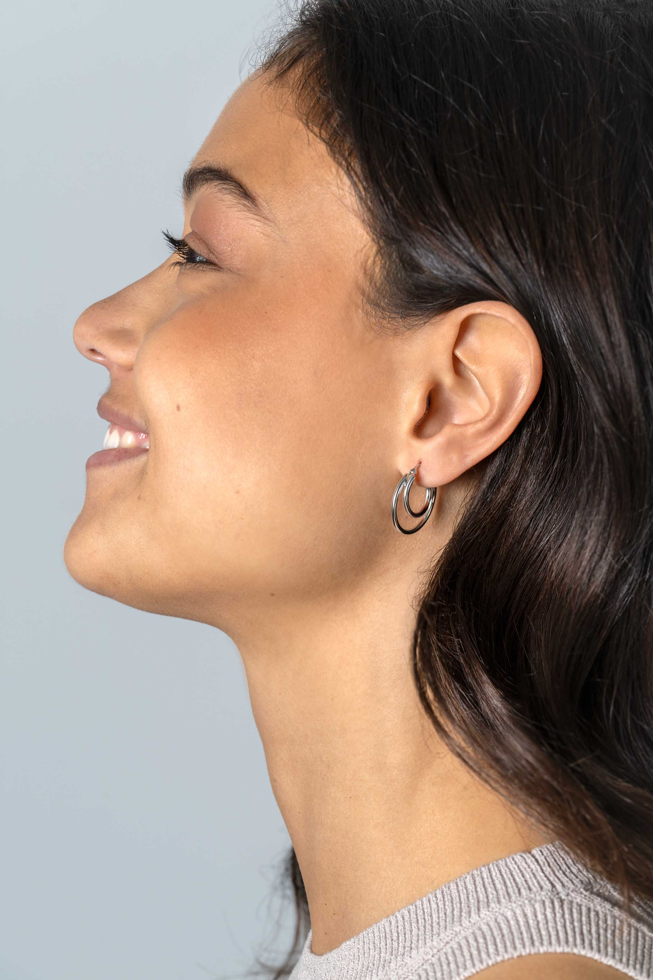 23mm ZINZI Sterling Silver Hoop Earrings Multi-look Double Tube ZIO2483