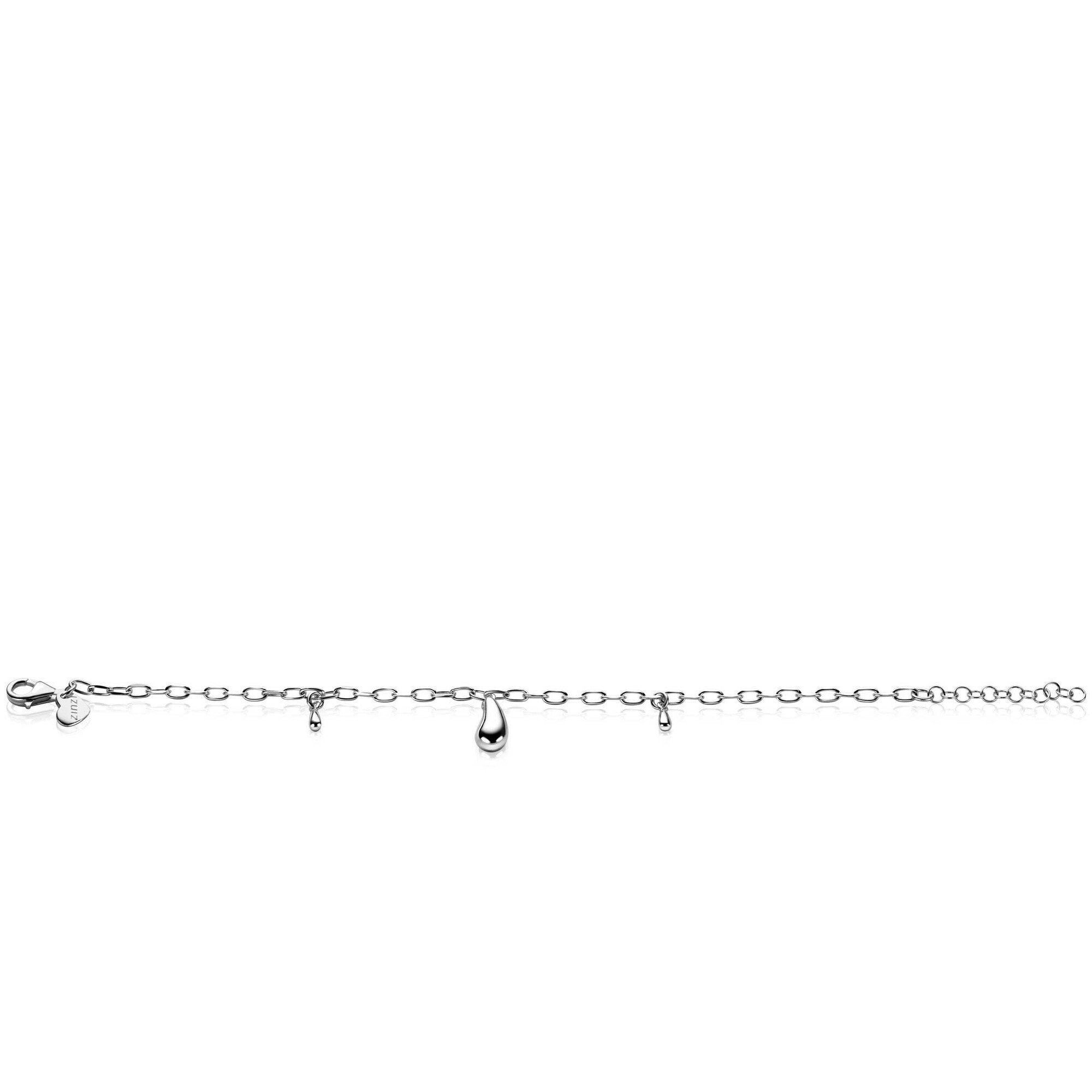 ZINZI silver link bracelet with three teardrop-shaped pendants, 17-19cm, ZIA-BF109