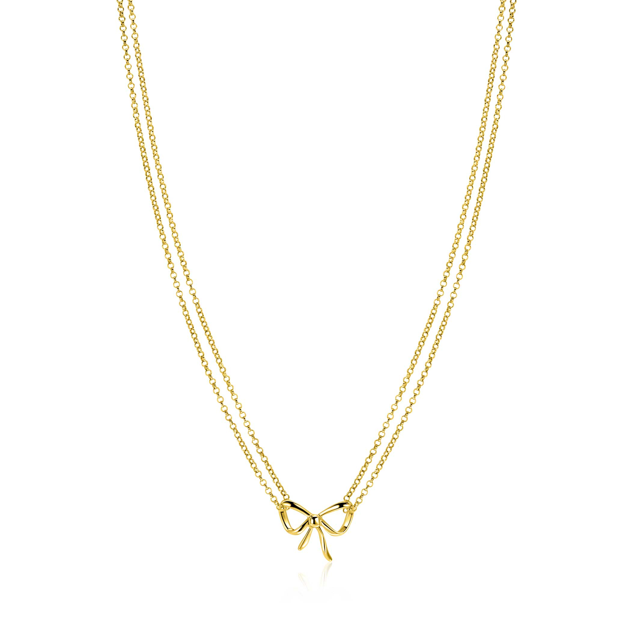 ZINZI gold plated silver multi-look necklace with elegant bow 40-43cm ZIC2677