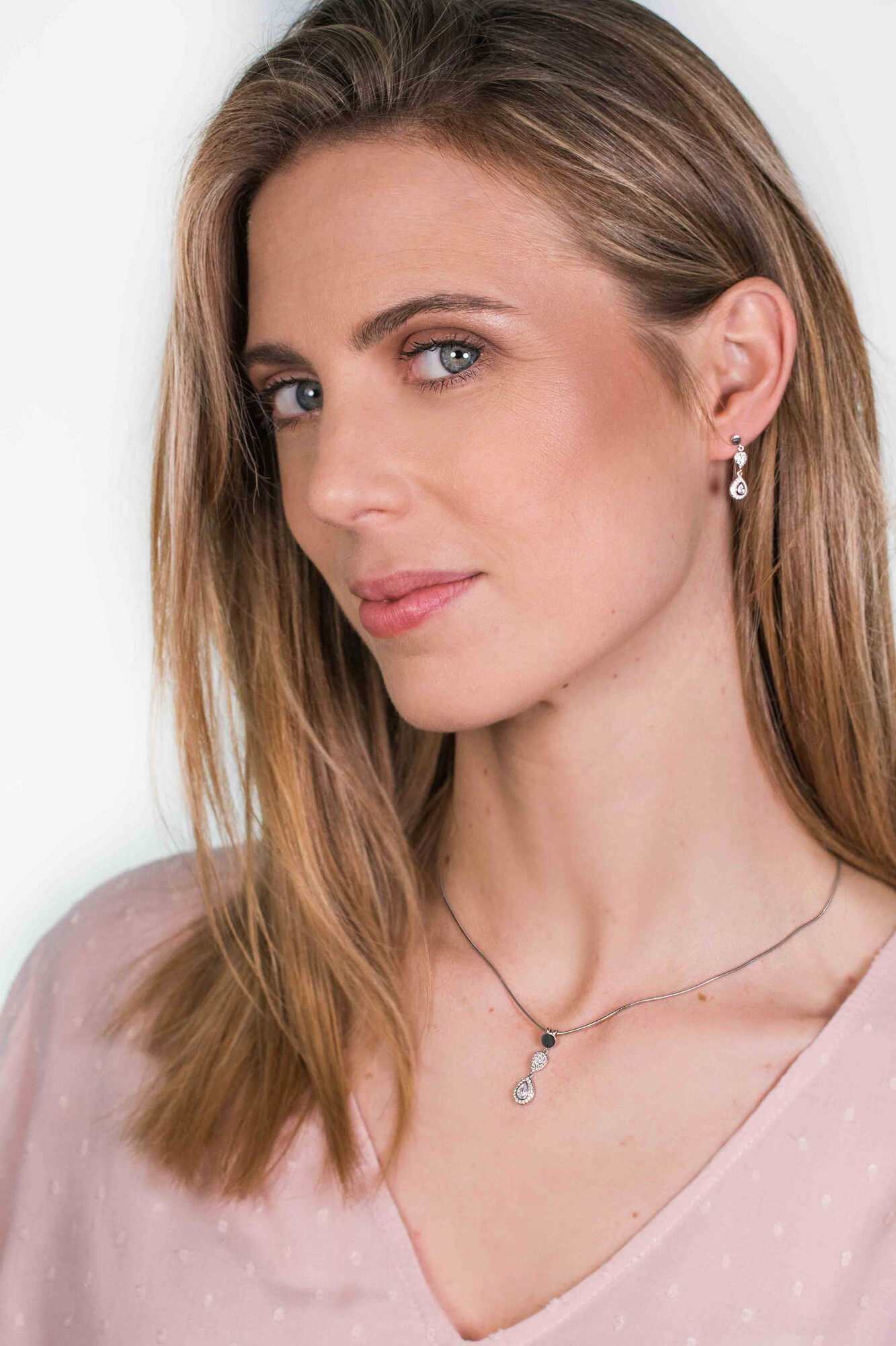 26mm ZINZI Sterling Silver Pendant Drop White Zirconias ZIH1972