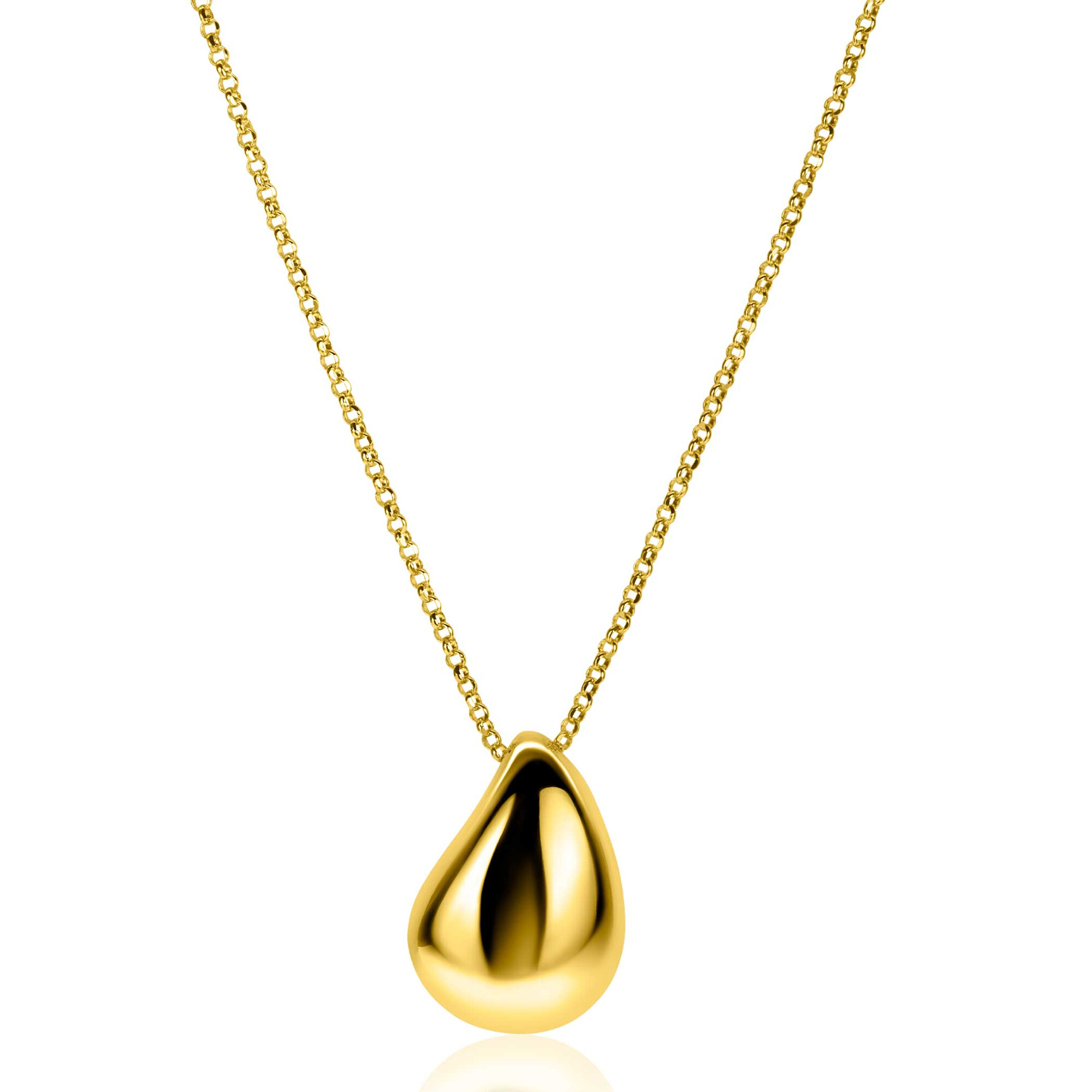 ZINZI gold plated silver jasseron necklace 45cm with luxury large teardrop-shaped pendant (24mm) ZIC2637G